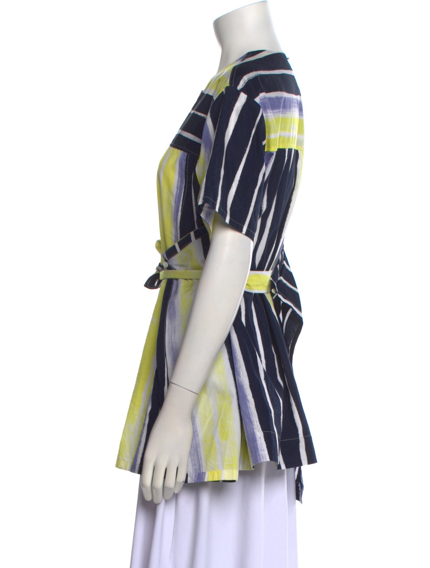 SportMax Striped Crew Neck Button-Up Top