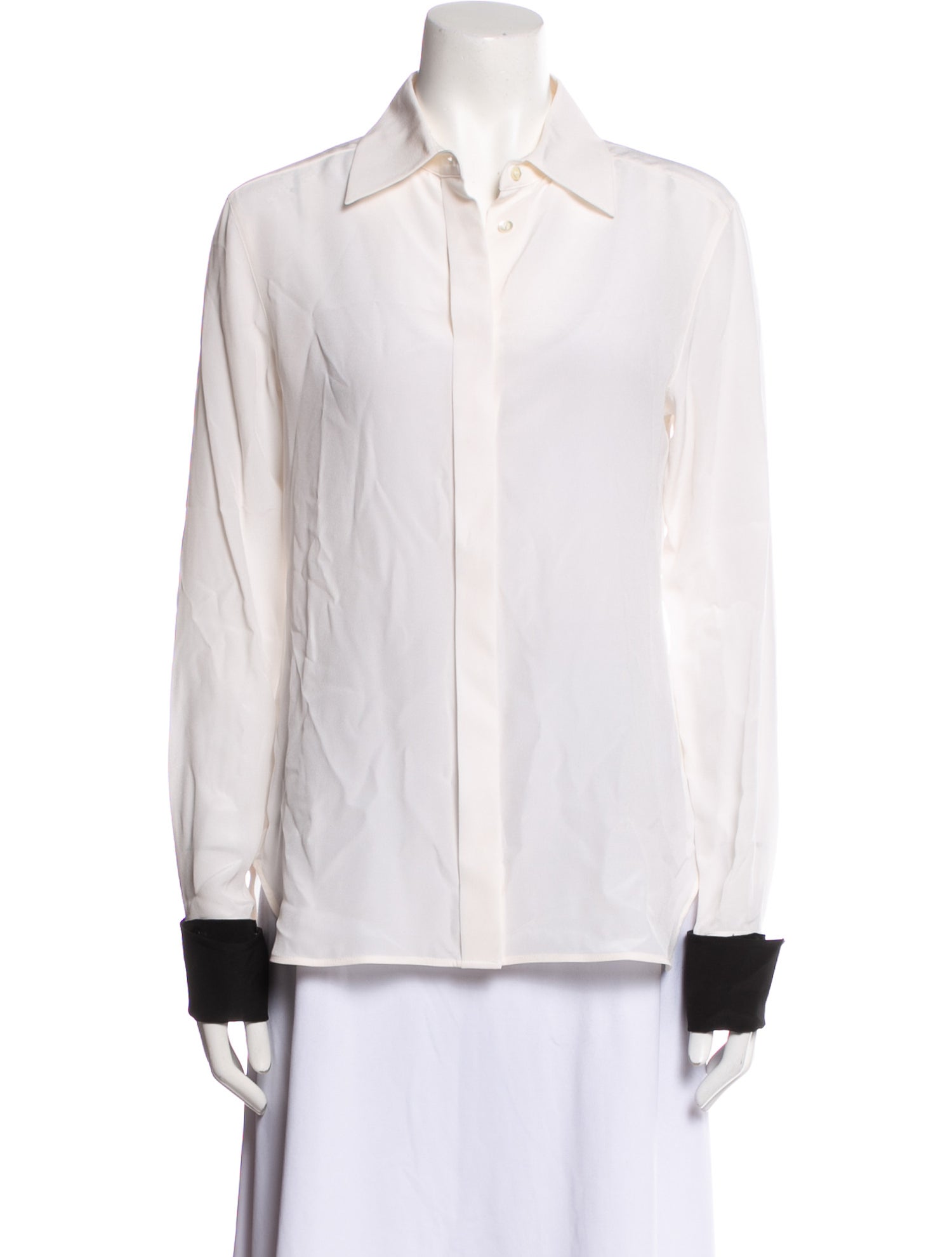 SportMax Silk Long Sleeve Button-Up Top