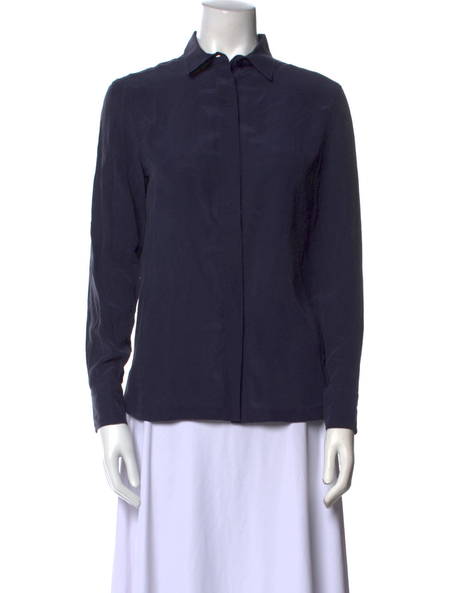 SportMax Silk Long Sleeve Button-Up Top