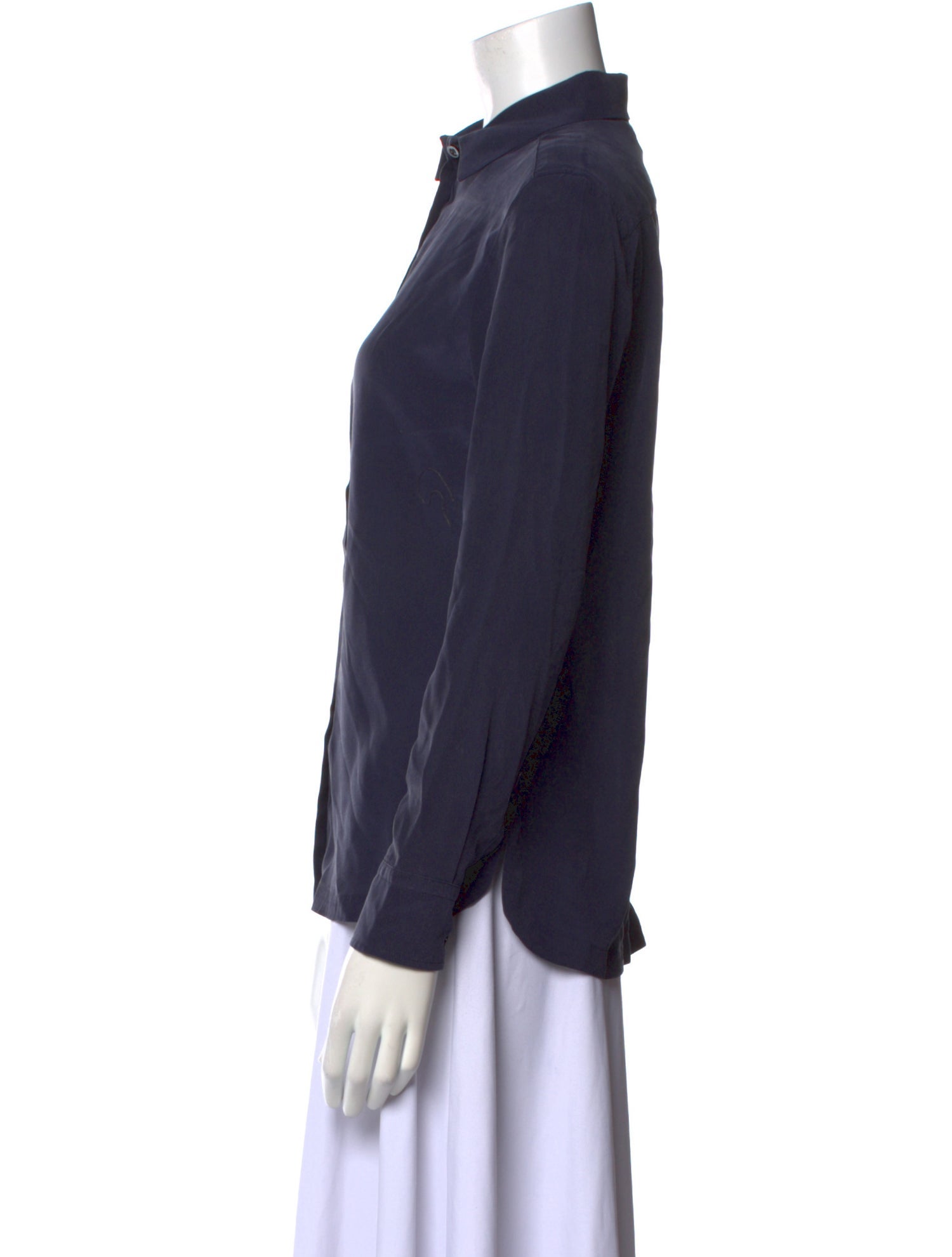 SportMax Silk Long Sleeve Button-Up Top