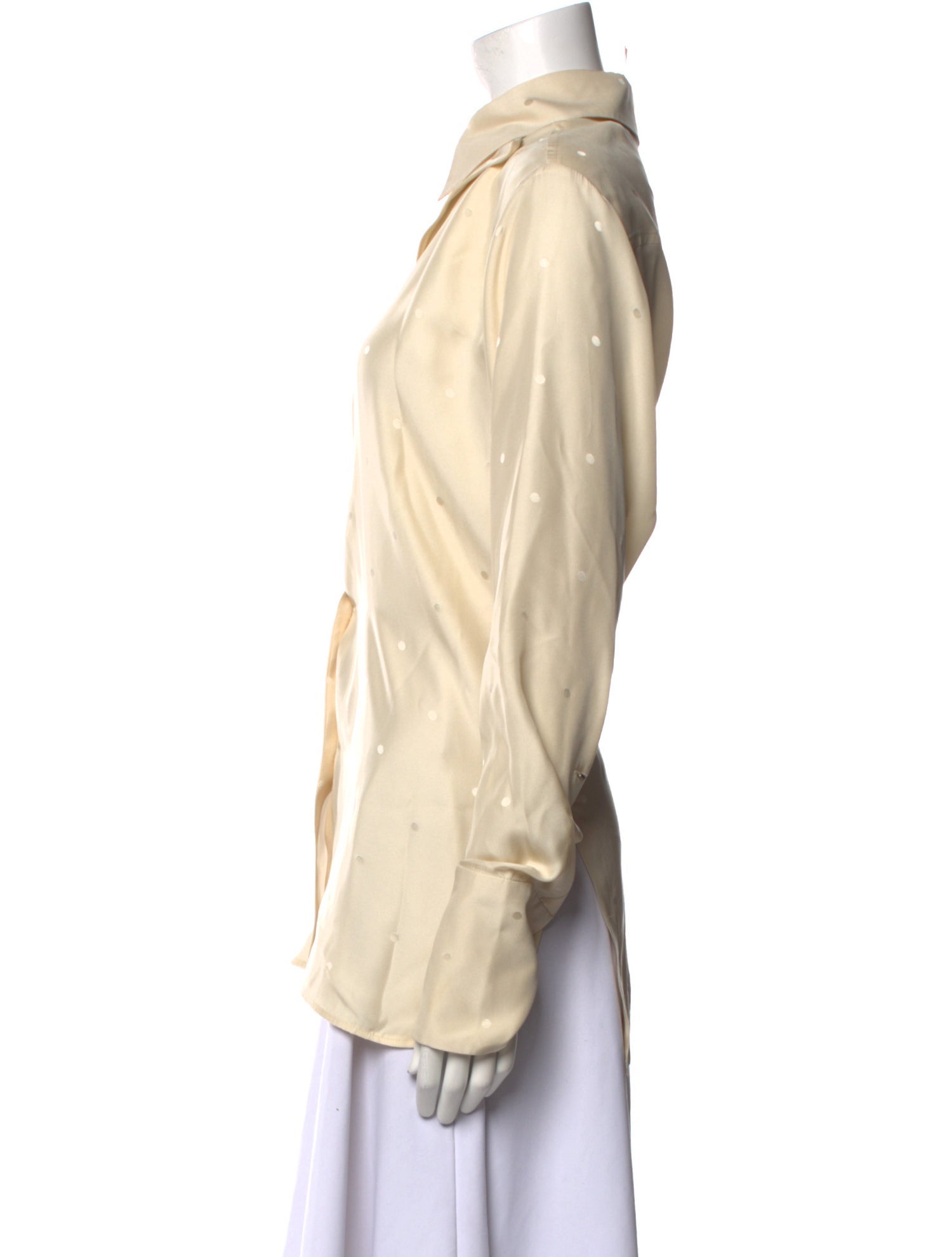 SportMax Silk Long Sleeve Button-Up Top