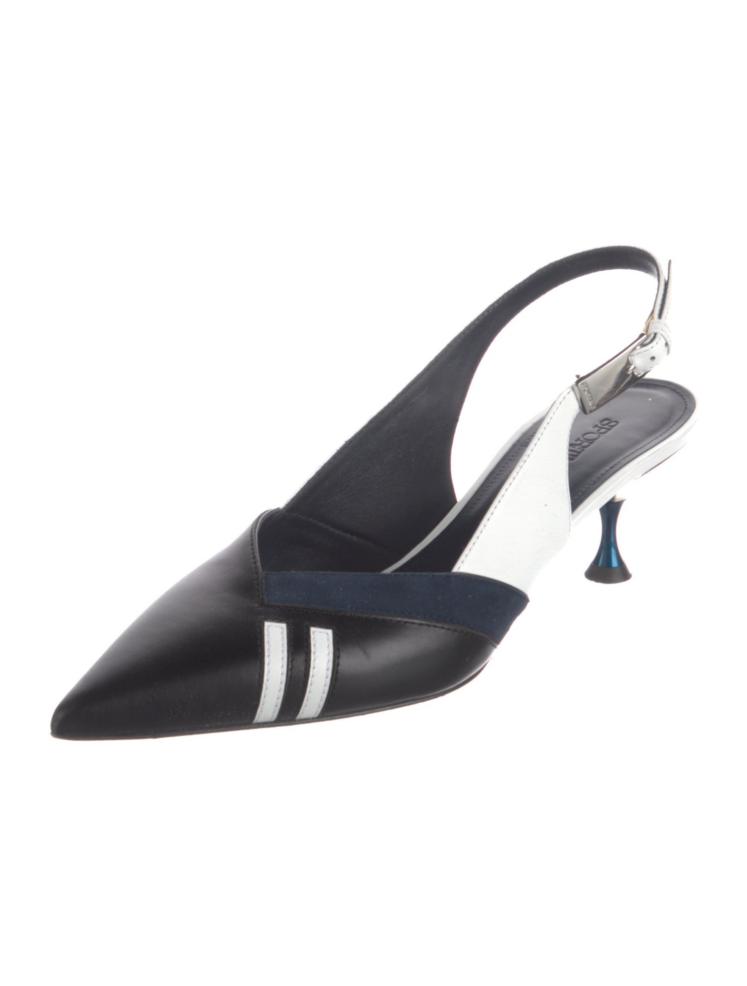 SportMax Leather Colorblock Pattern Slingback Pumps