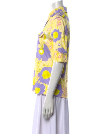 SportMax Floral Print Three-Quarter Sleeve Button-Up Top
