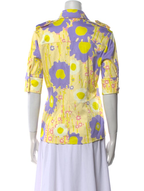 SportMax Floral Print Three-Quarter Sleeve Button-Up Top