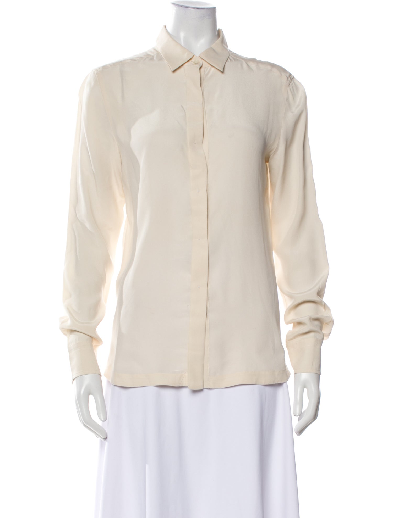 SportMax Silk Long Sleeve Button-Up Top