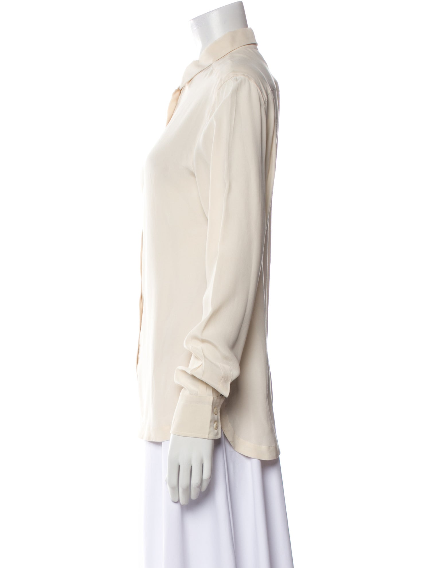 SportMax Silk Long Sleeve Button-Up Top