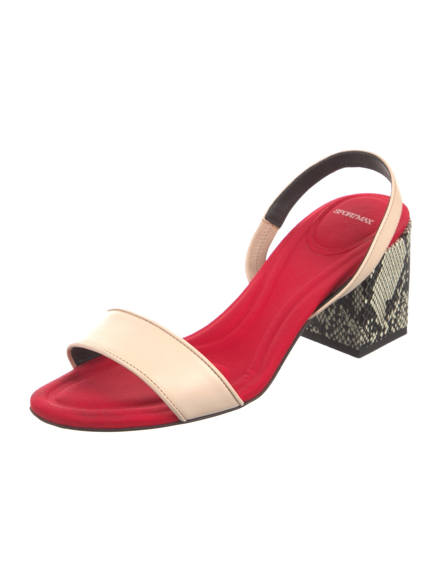 SportMax Leather Animal Print Slingback Sandals