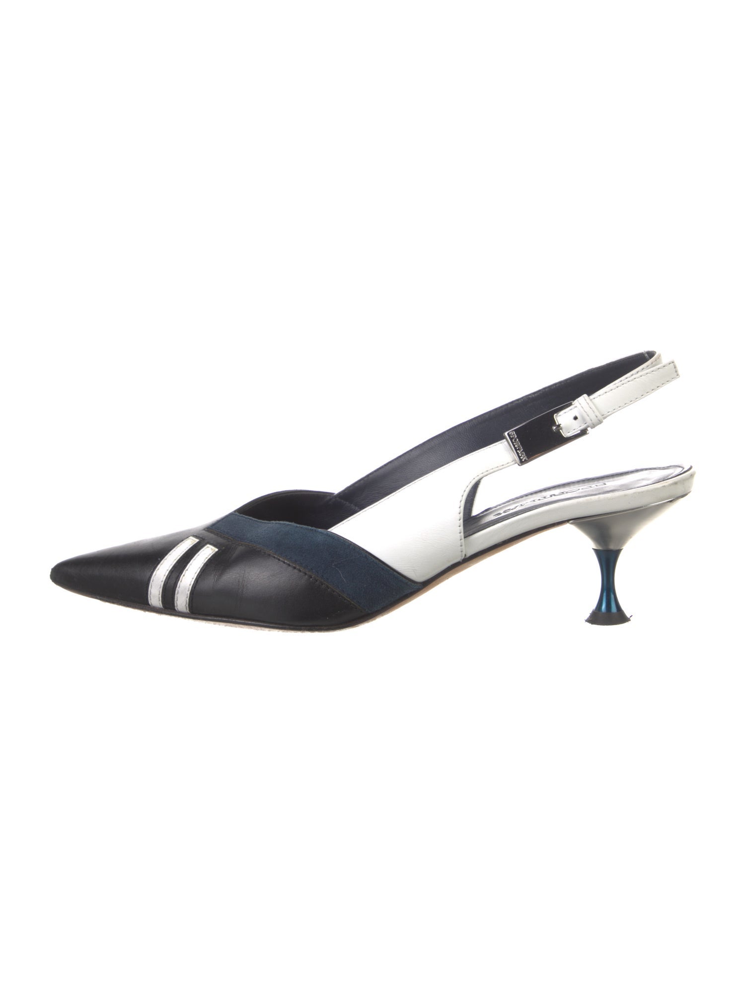 SportMax Leather Colorblock Pattern Slingback Pumps