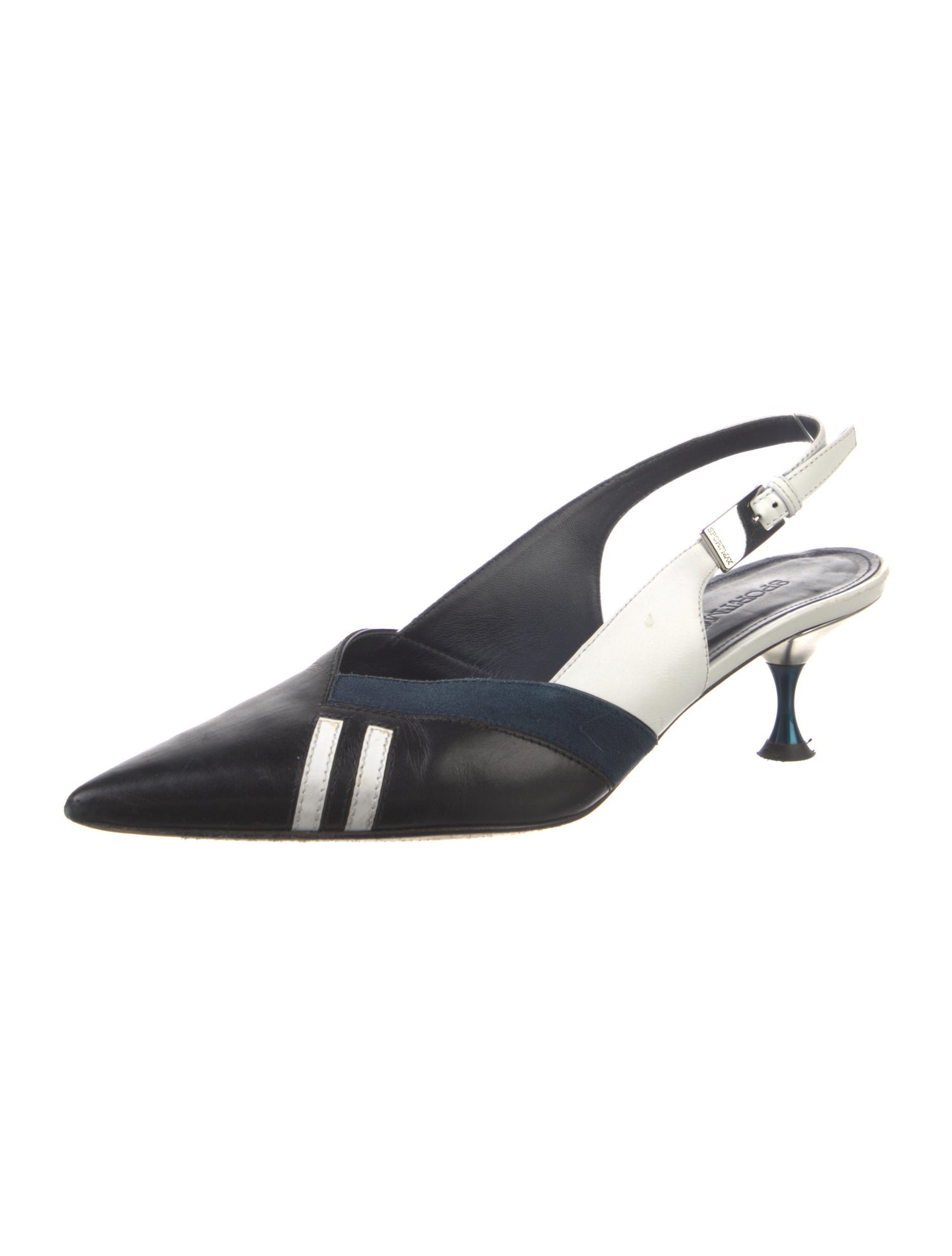 SportMax Leather Colorblock Pattern Slingback Pumps