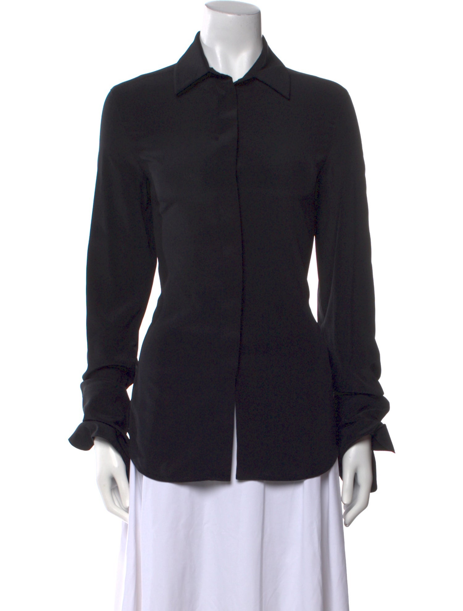 SportMax Silk Long Sleeve Button-Up Top