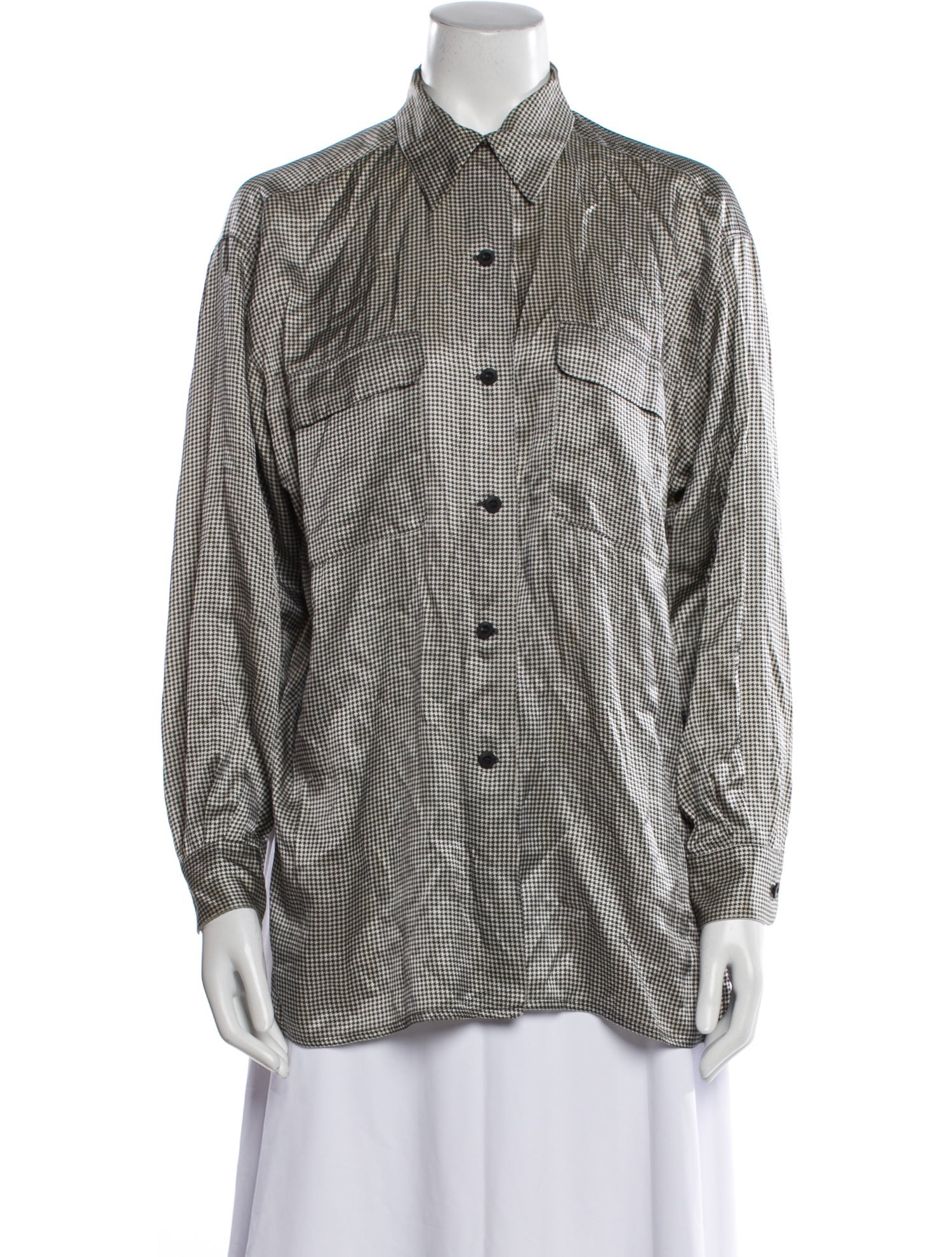 SportMax Plaid Print Long Sleeve Button-Up Top