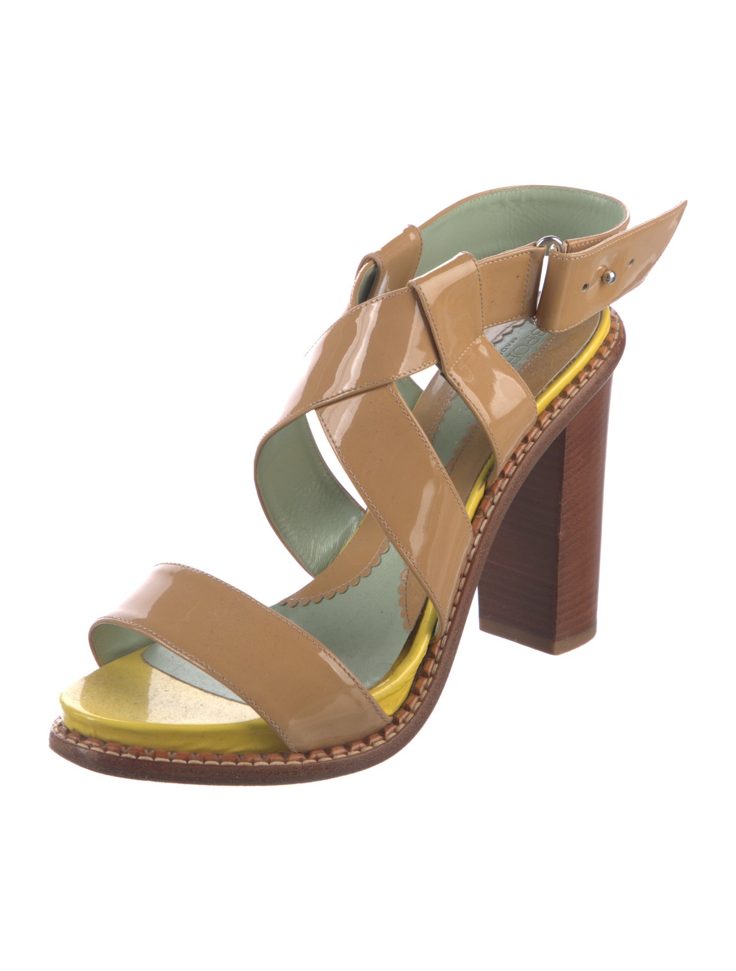 SportMax Patent Leather Animal Print Slides