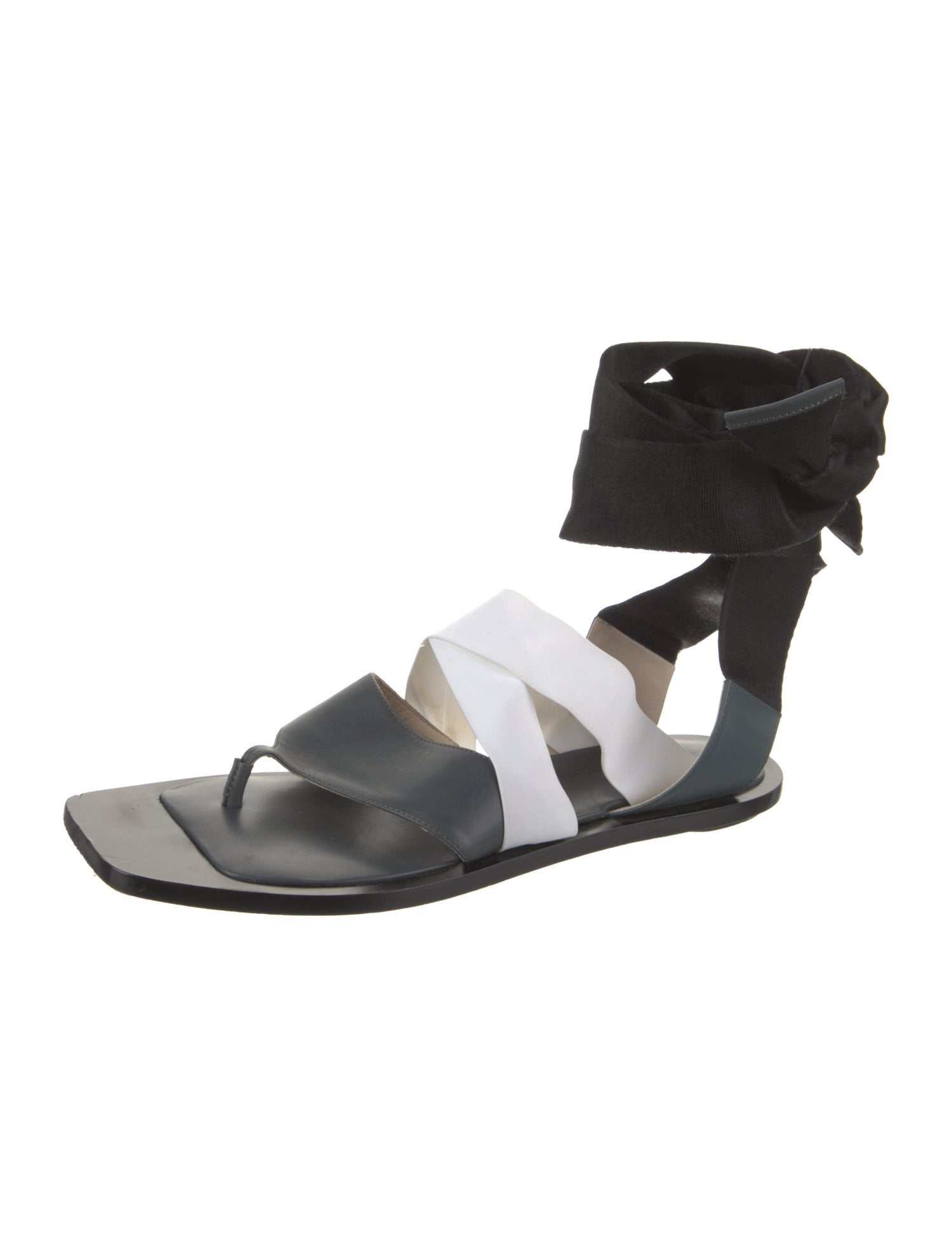 SportMax Leather Cutout Accent Gladiator Sandals