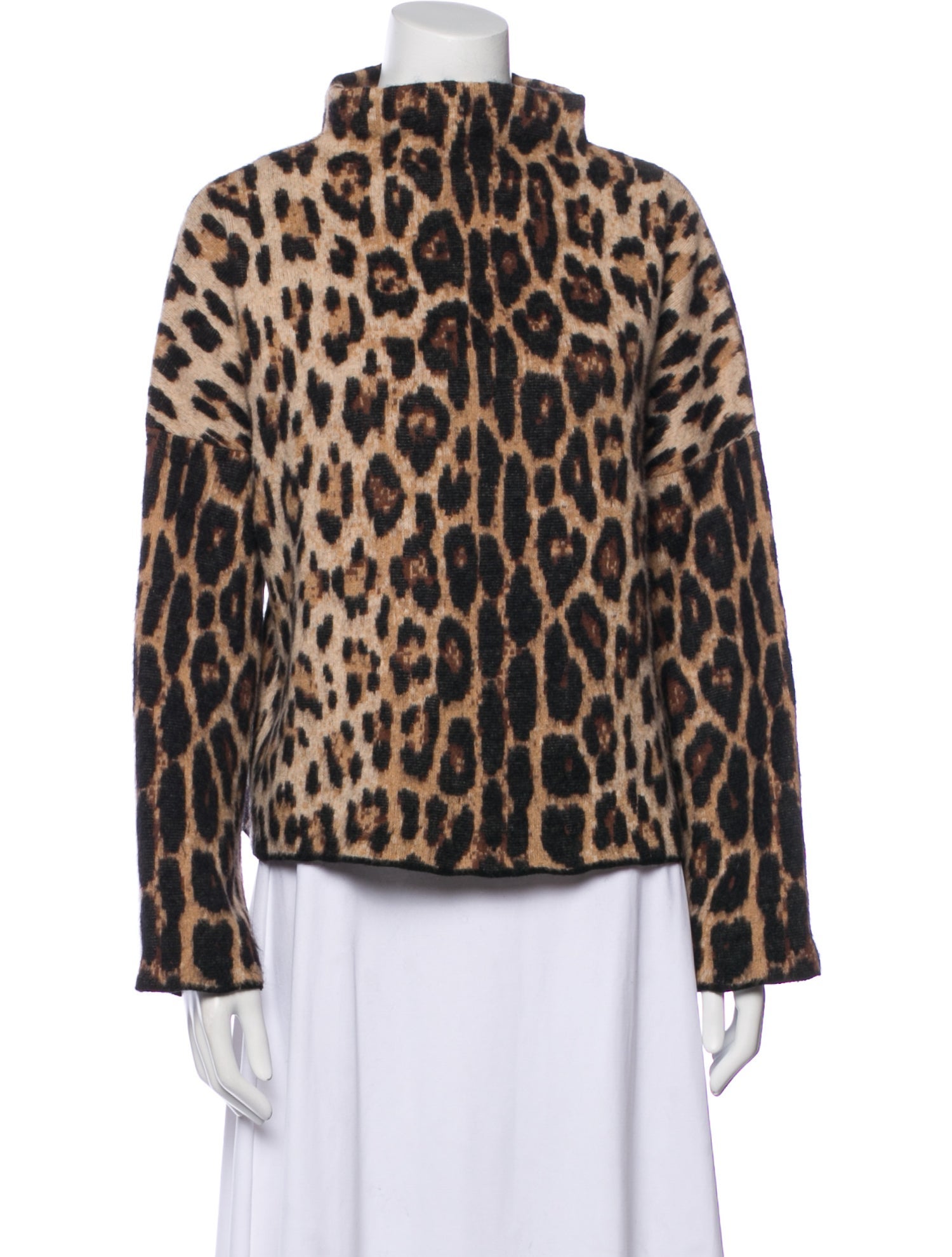 SportMax Animal Print Mock Neck Sweater