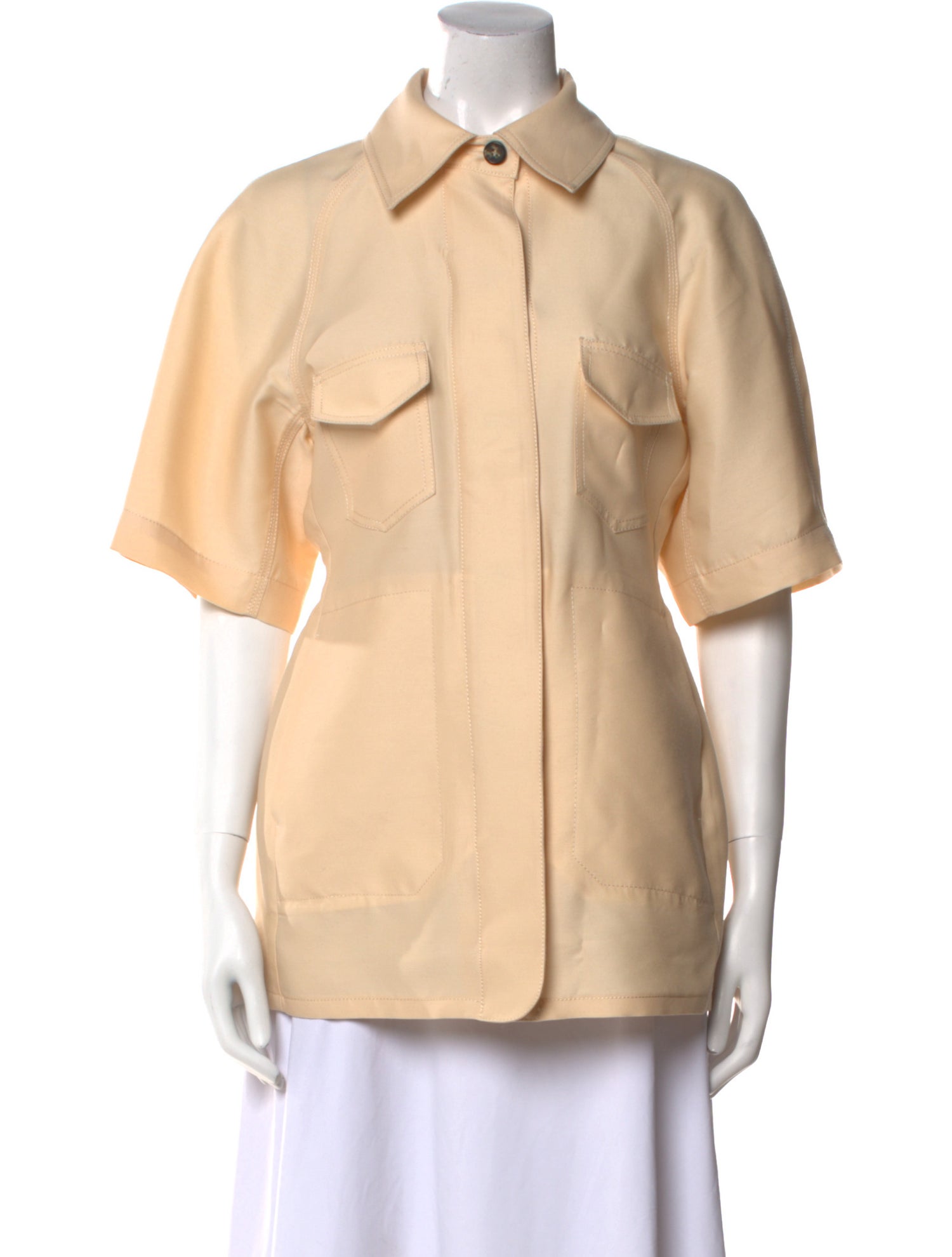 SportMax Wool Short Sleeve Button-Up Top