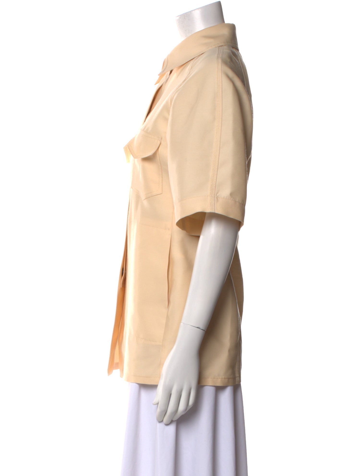 SportMax Wool Short Sleeve Button-Up Top