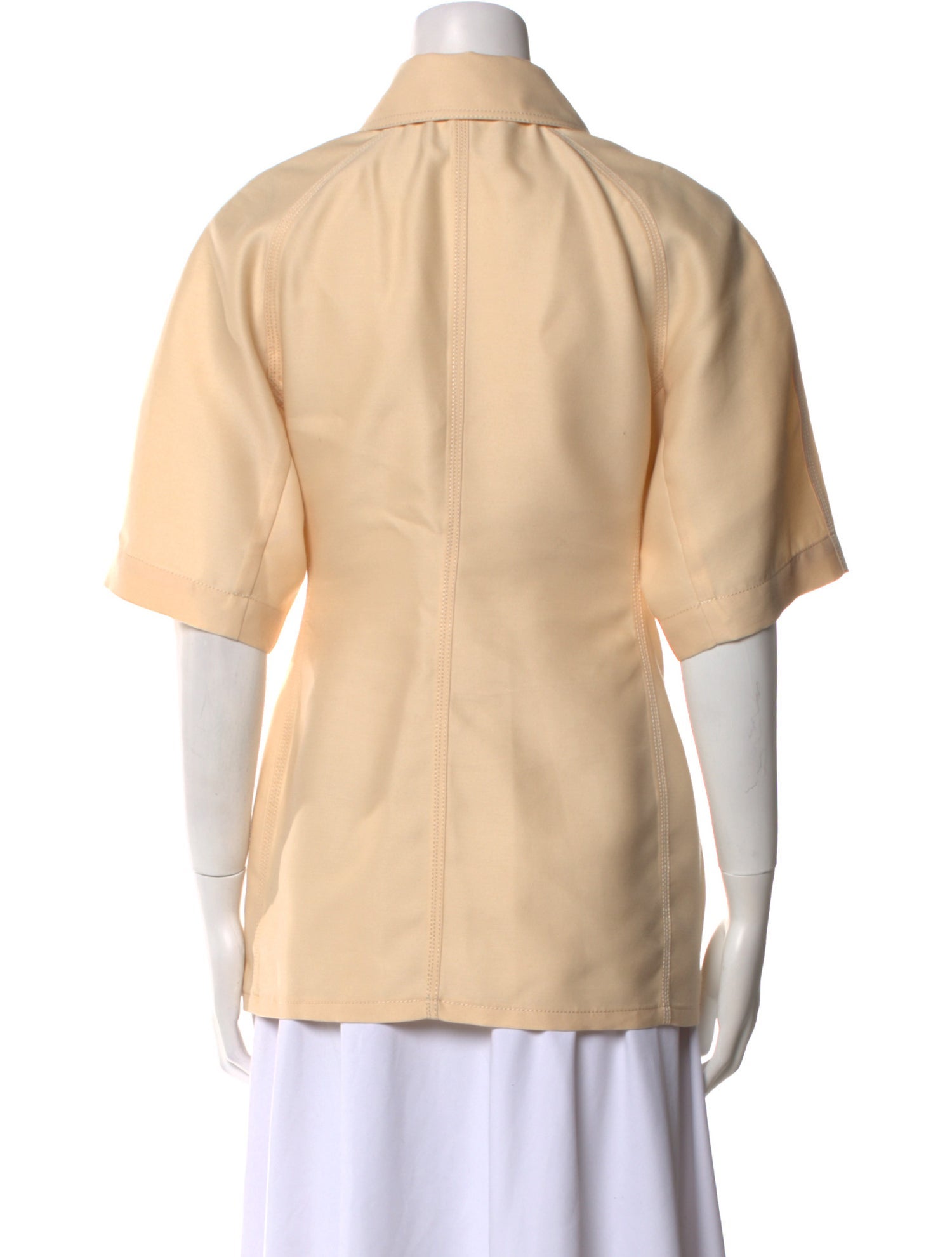 SportMax Wool Short Sleeve Button-Up Top