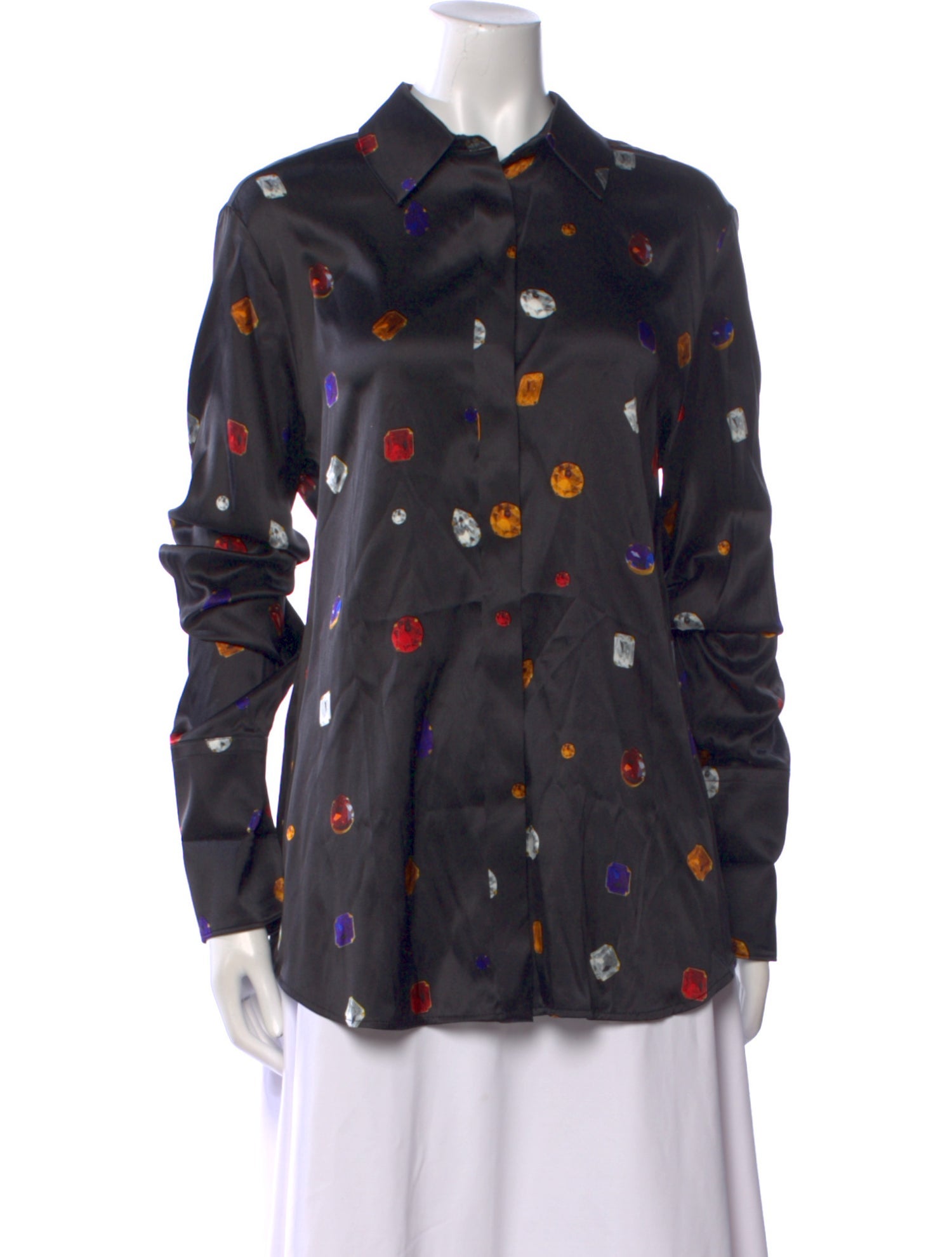 SportMax Silk Printed Button-Up Top w/ Tags