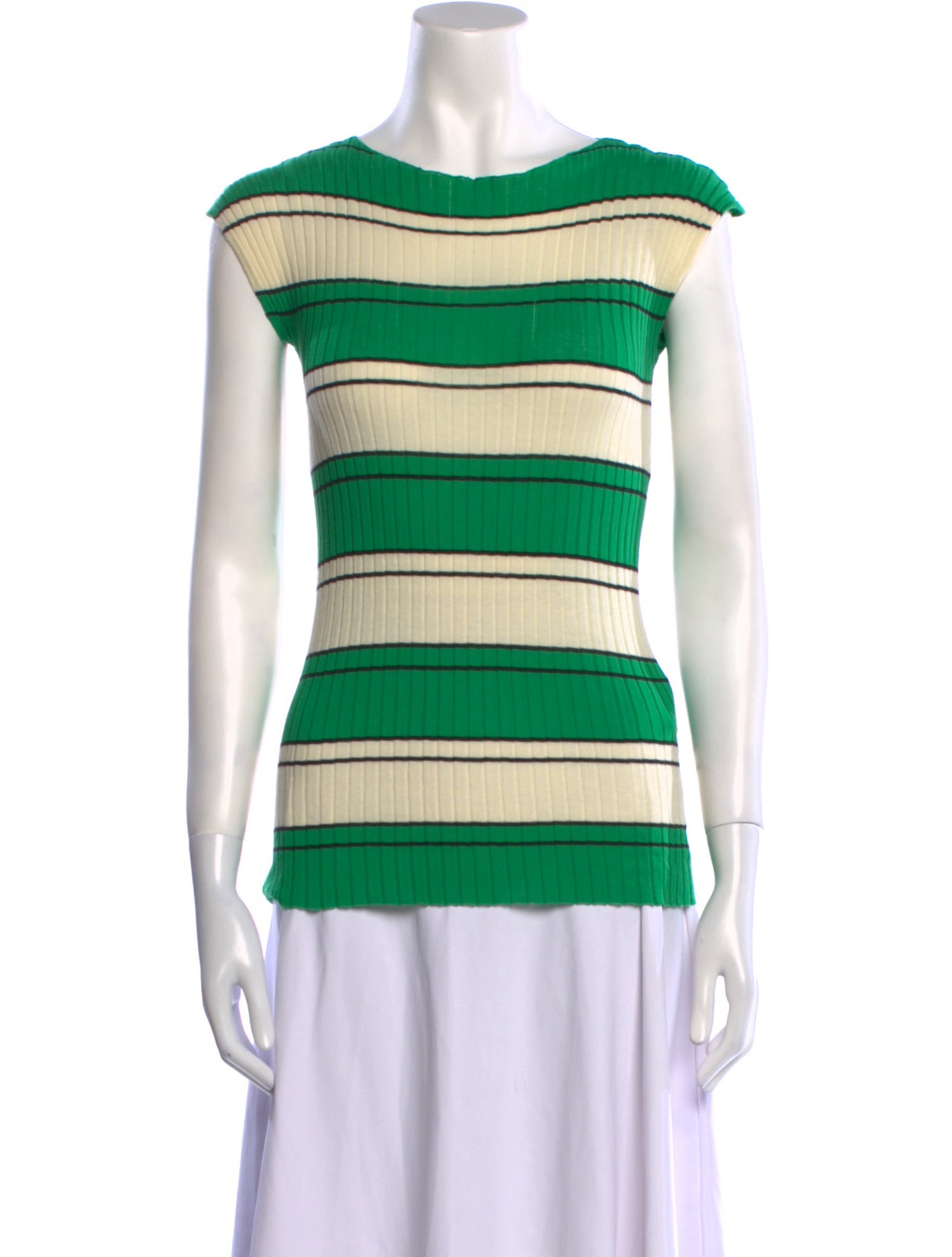 SportMax Striped Bateau Neckline Top