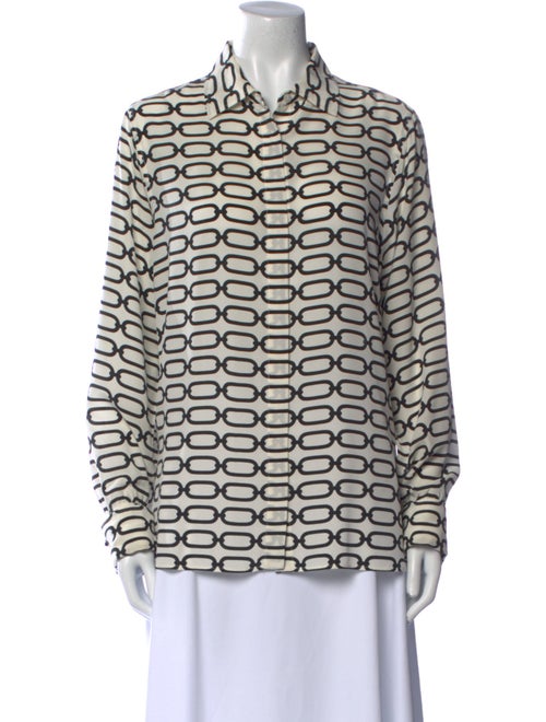 SportMax Printed Long Sleeve Button-Up Top