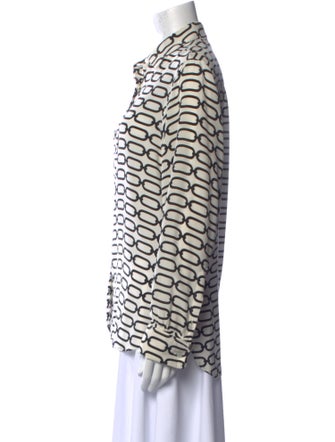 SportMax Printed Long Sleeve Button-Up Top