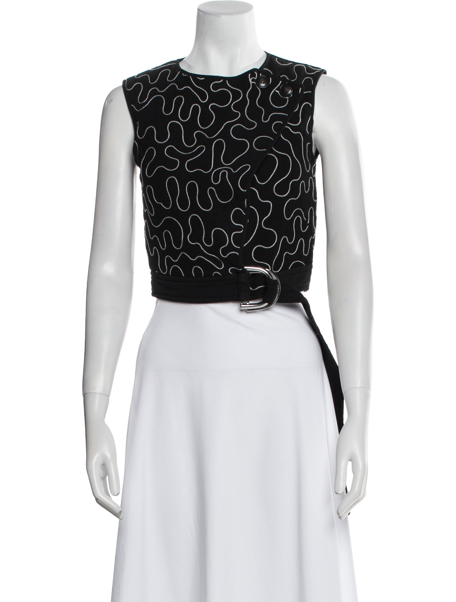 SportMax Printed Crew Neck Crop Top