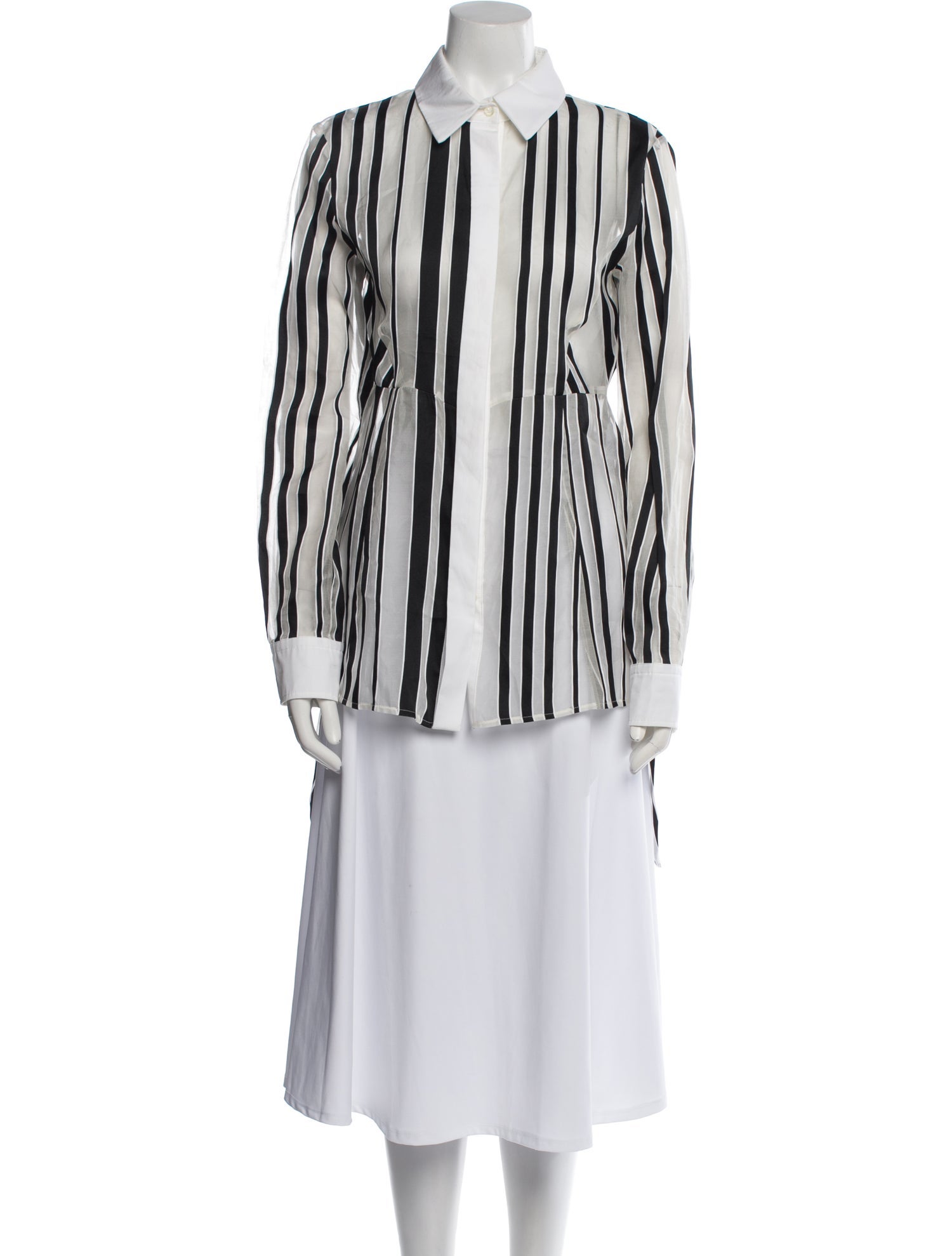 SportMax Striped Long Sleeve Button-Up Top