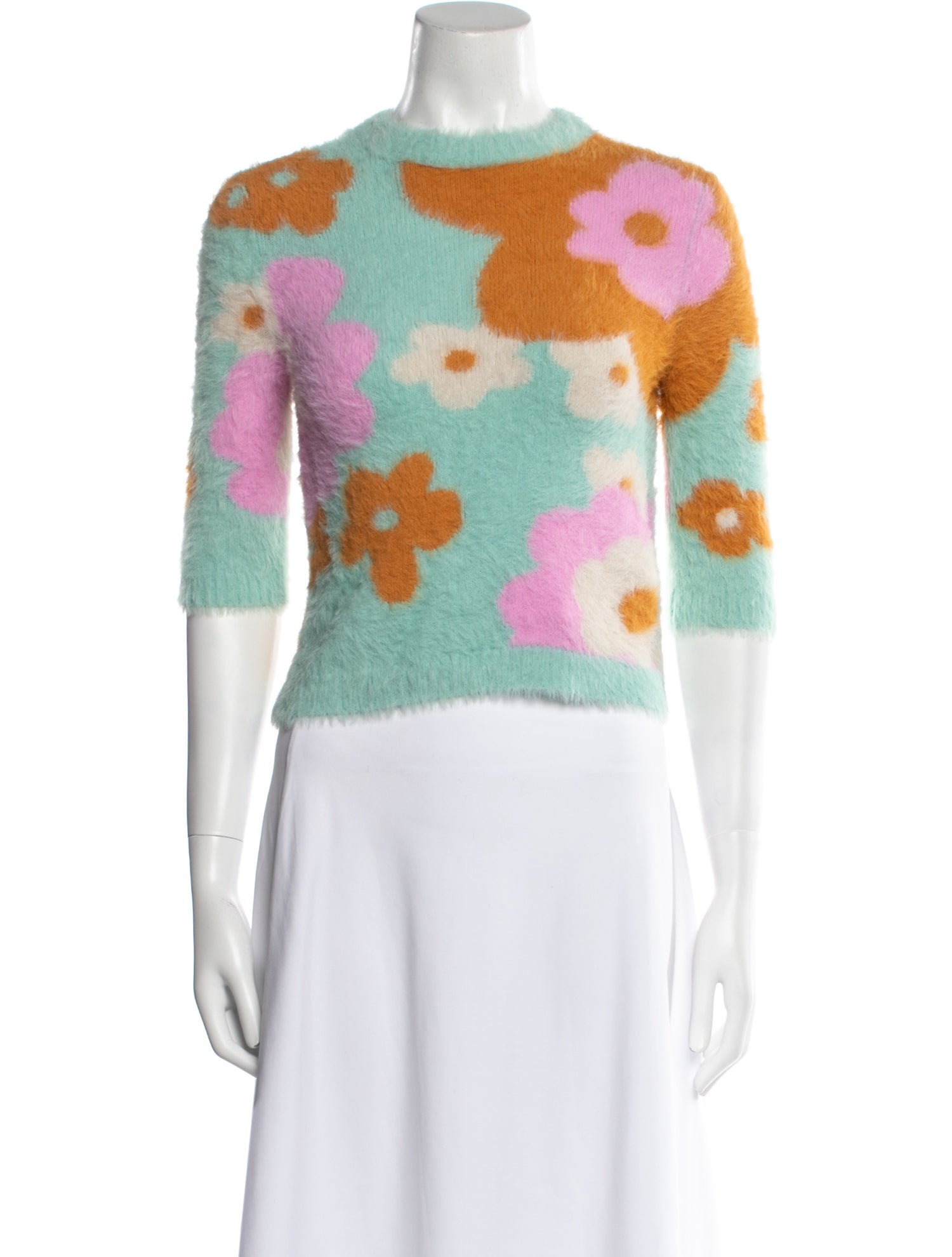 SportMax Floral Print Crew Neck Sweater