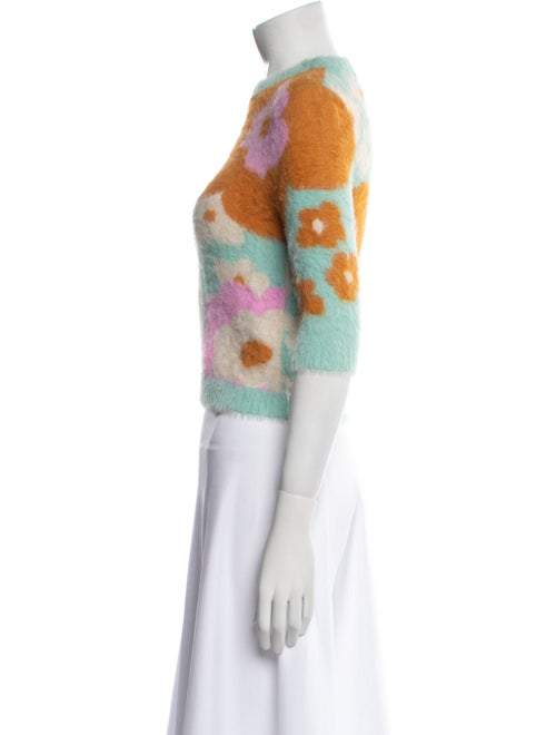 SportMax Floral Print Crew Neck Sweater
