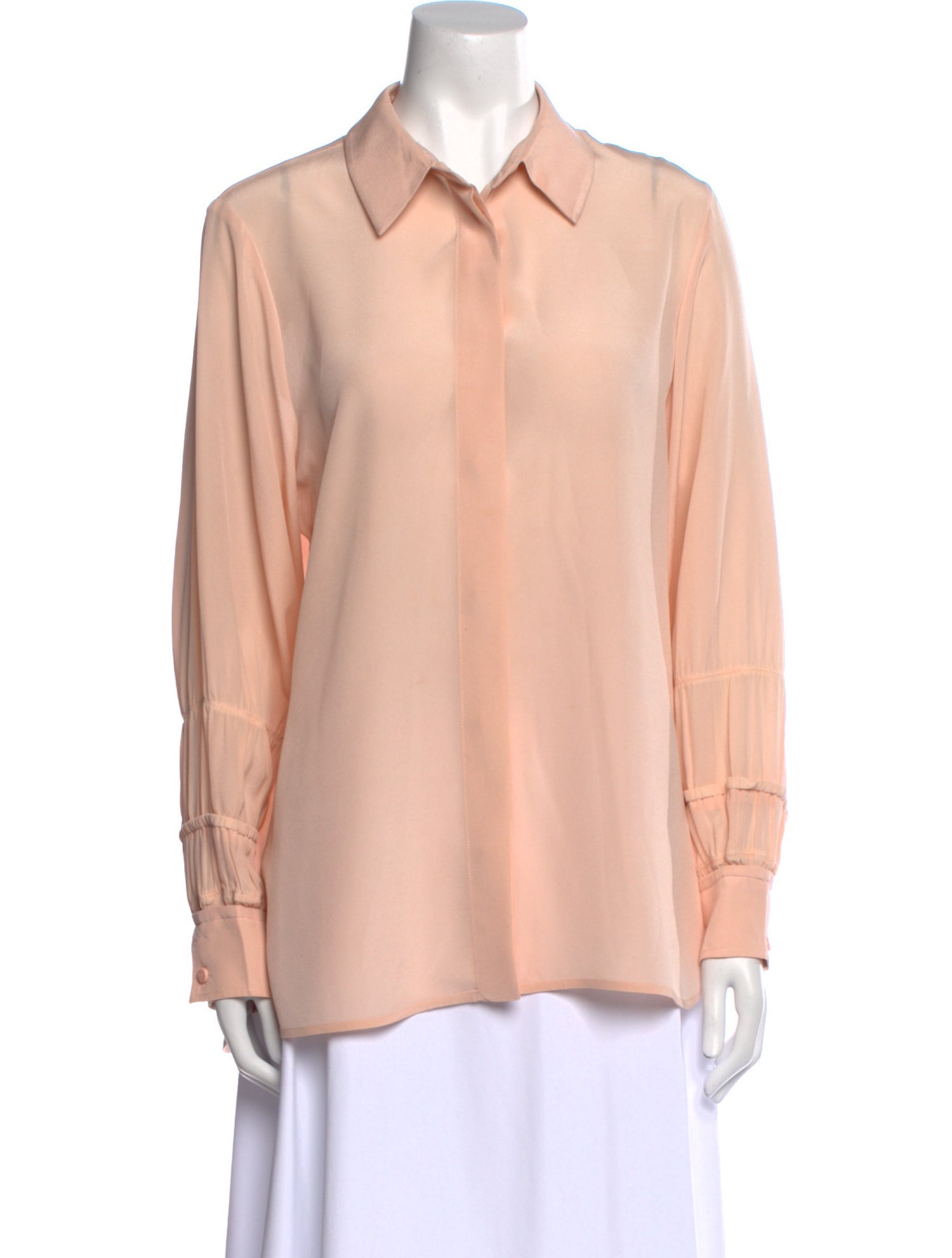 SportMax Silk Long Sleeve Button-Up Top