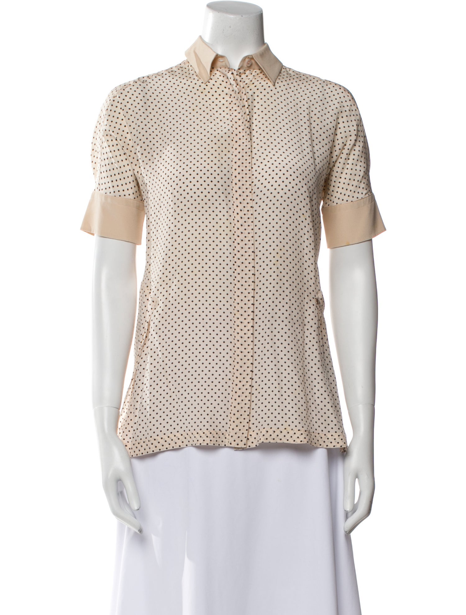 SportMax Silk Polka Dot Print Button-Up Top