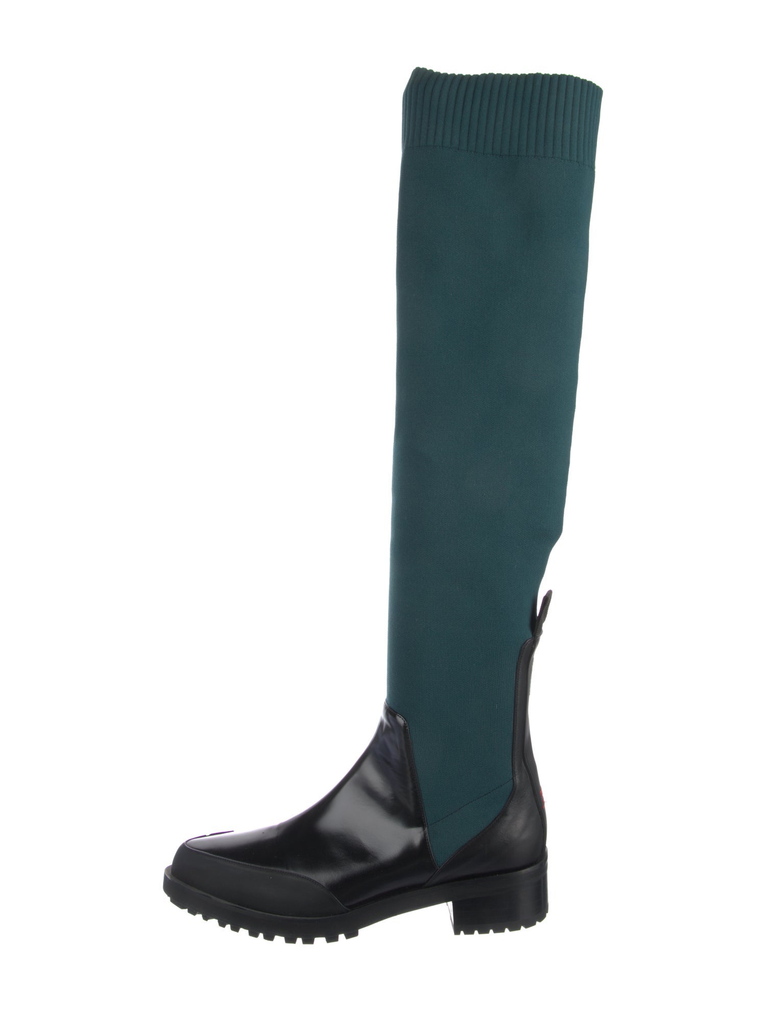 SportMax Leather Colorblock Pattern Sock Boots