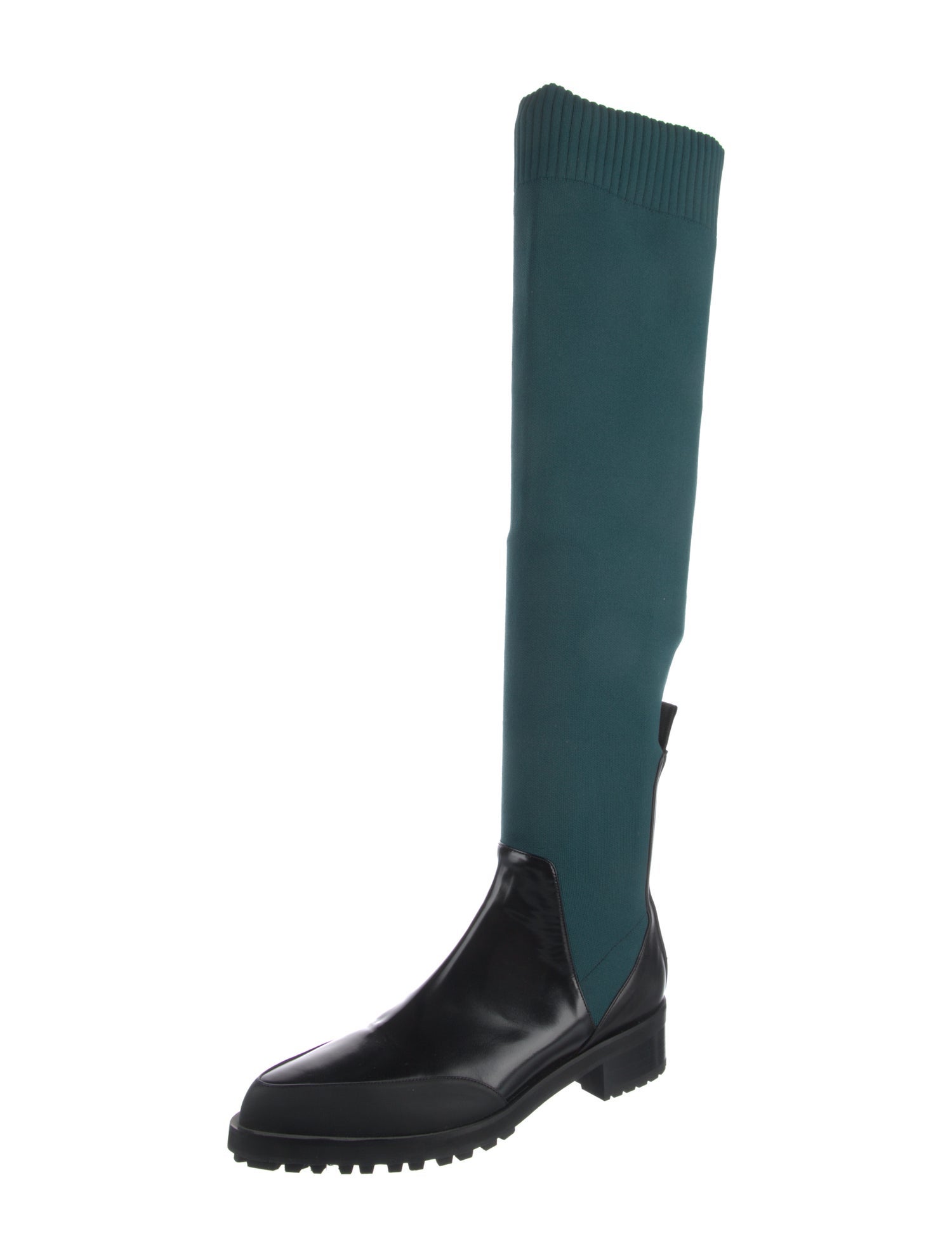 SportMax Leather Colorblock Pattern Sock Boots