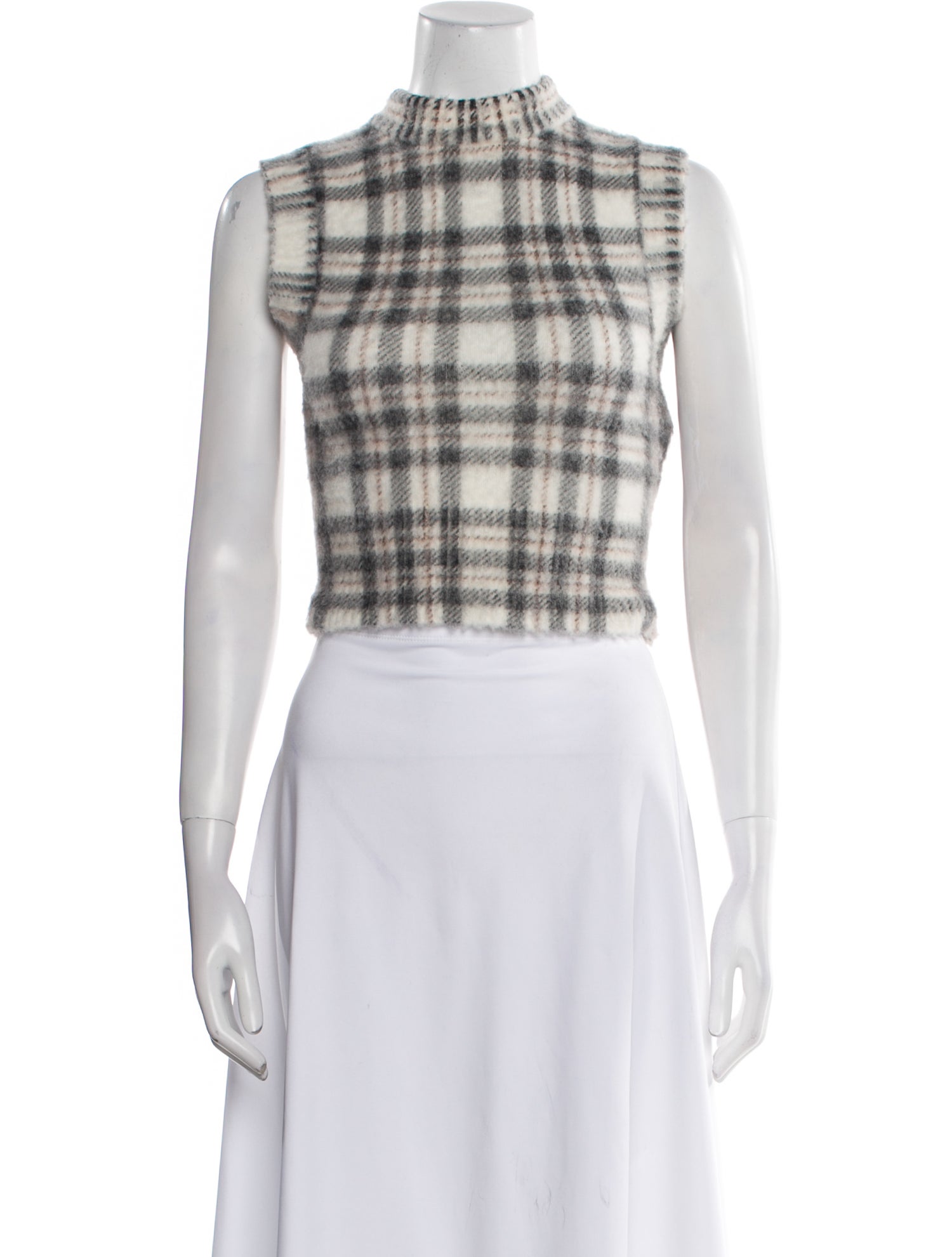SportMax Plaid Print Mock Neck Sweater w/ Tags