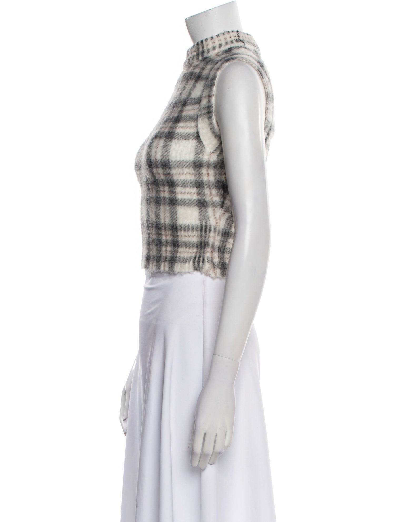 SportMax Plaid Print Mock Neck Sweater w/ Tags