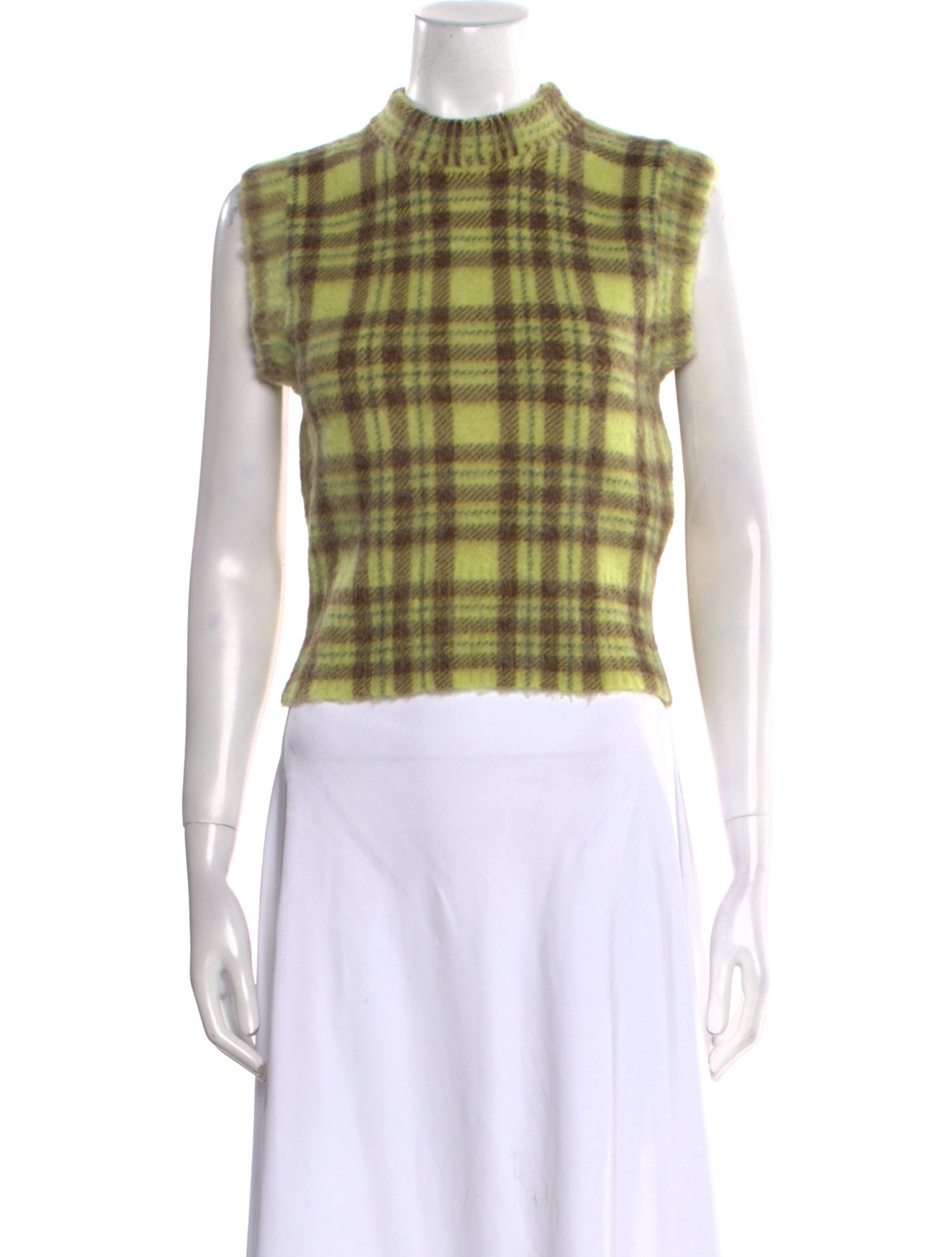 SportMax Plaid Print Crew Neck Sweater w/ Tags