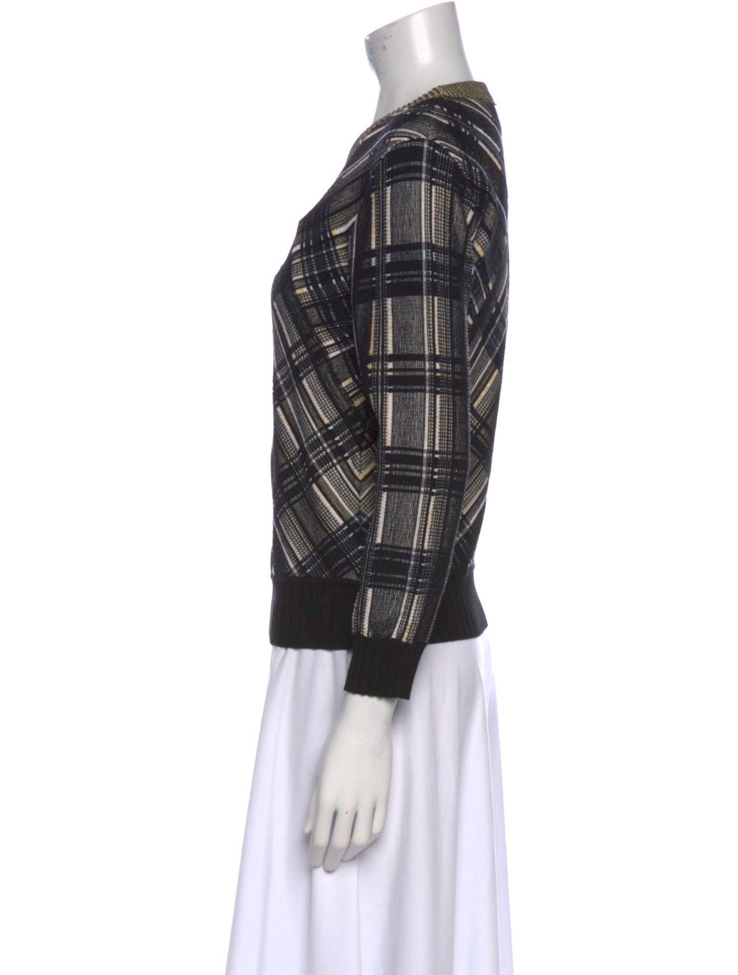 SportMax Plaid Print Crew Neck Sweater