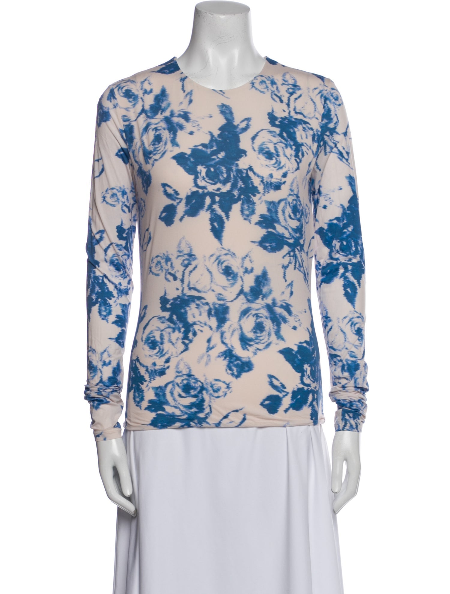 SportMax Floral Print Crew Neck Button-Up Top
