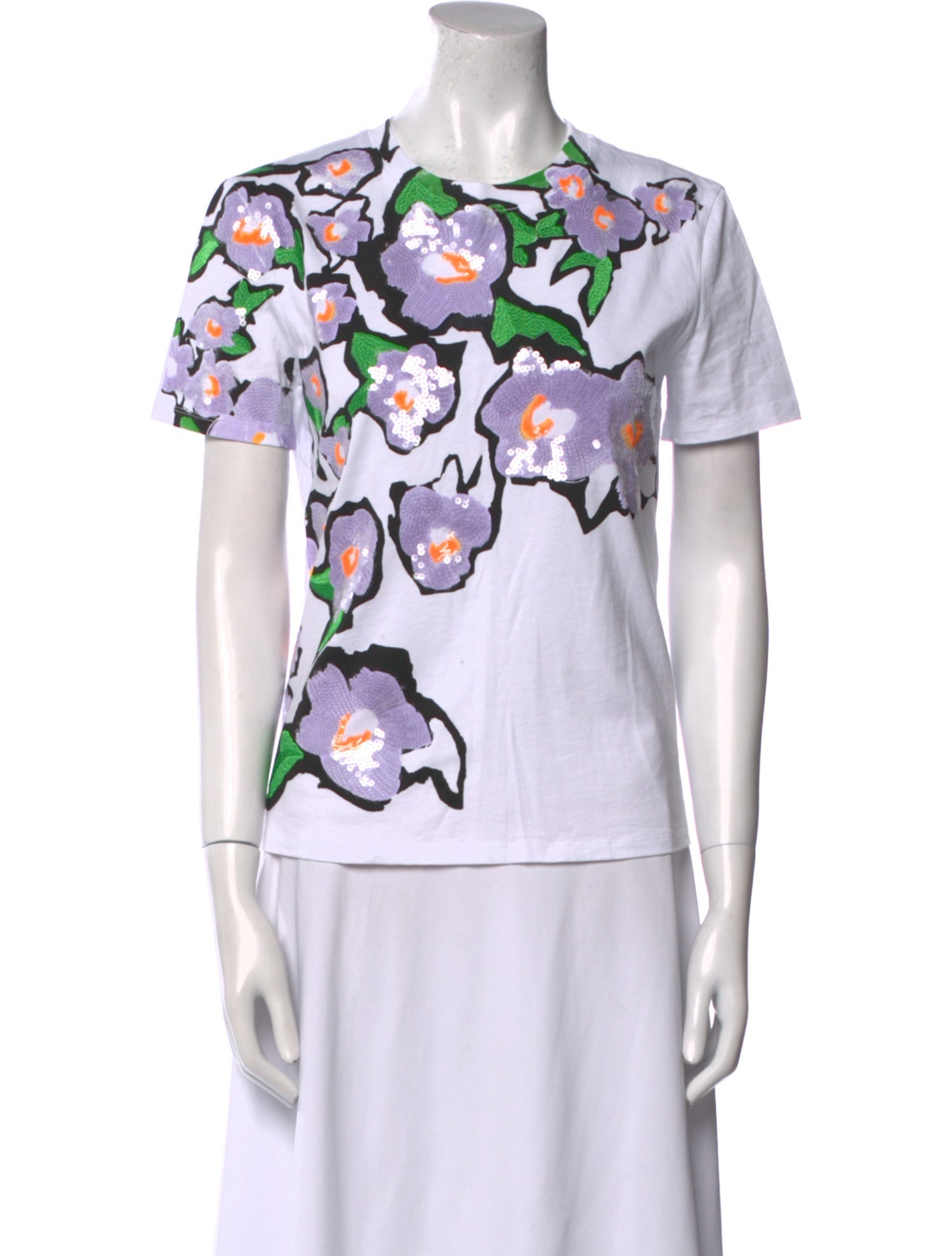 SportMax Floral Print Crew Neck Button-Up Top