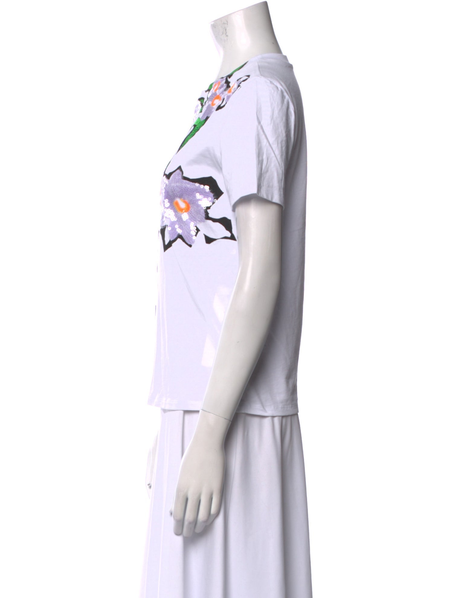 SportMax Floral Print Crew Neck Button-Up Top