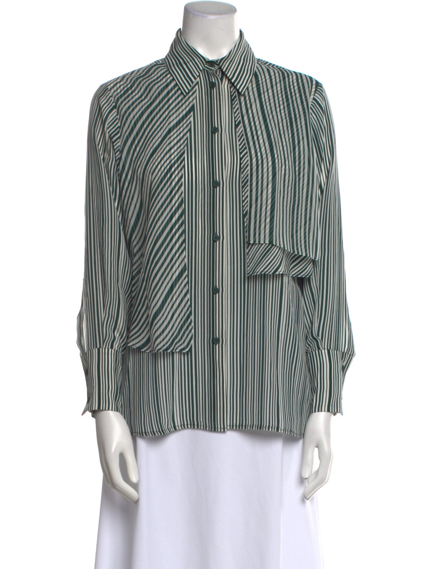 SportMax Silk Striped Button-Up Top