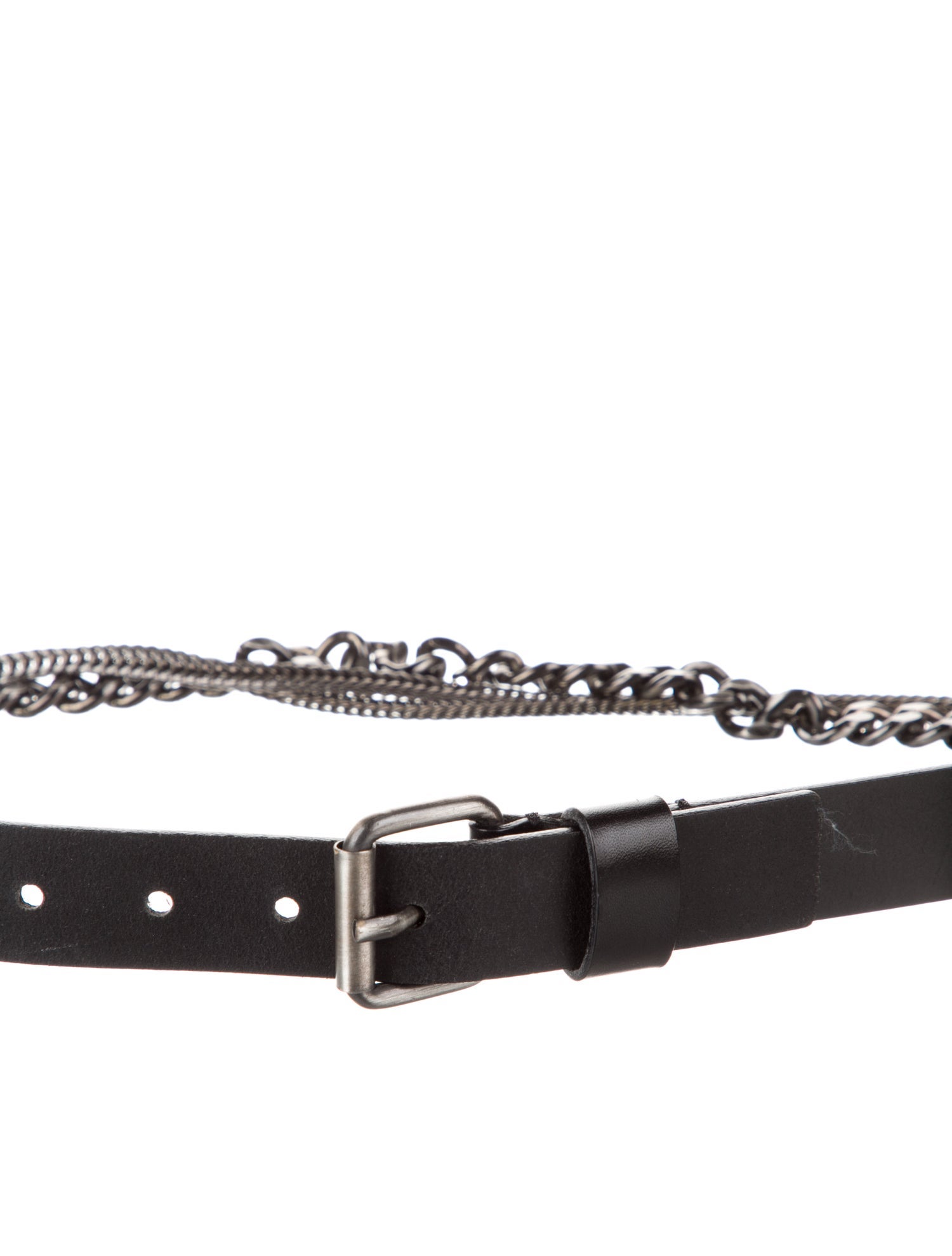 SportMax Leather Chain-Link Accents Waist Belt