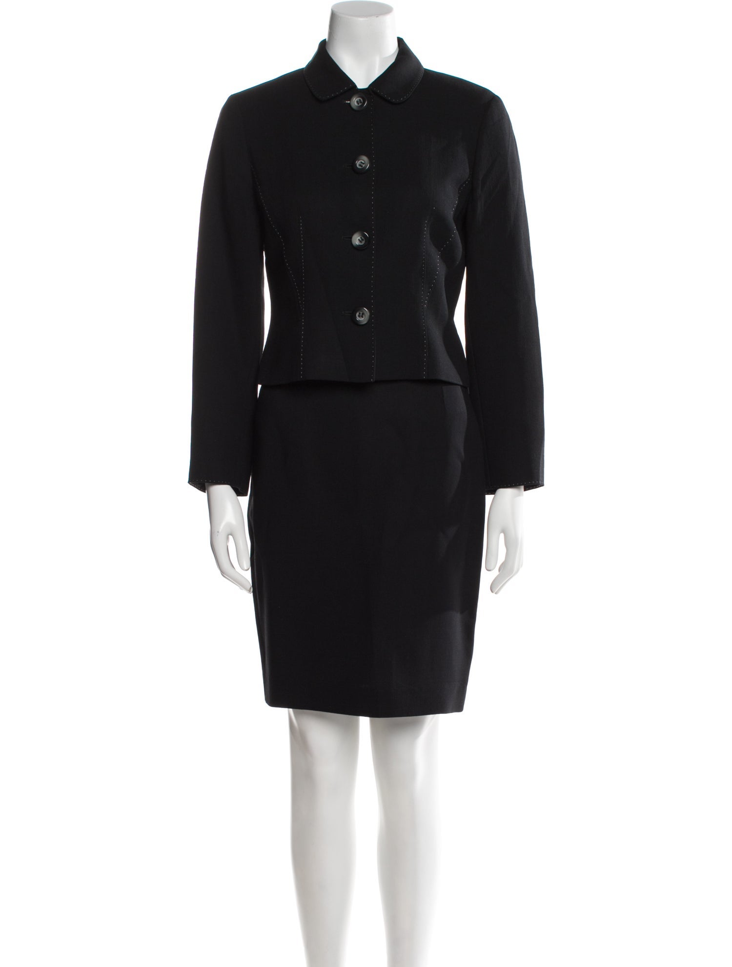 SportMax Virgin Wool Printed Skirt Suit