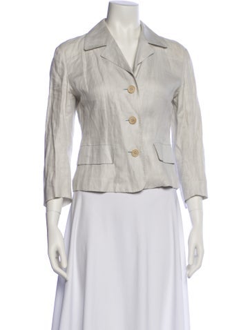 Pre-owned Sportmax Linen Striped Blazer In Neutral
