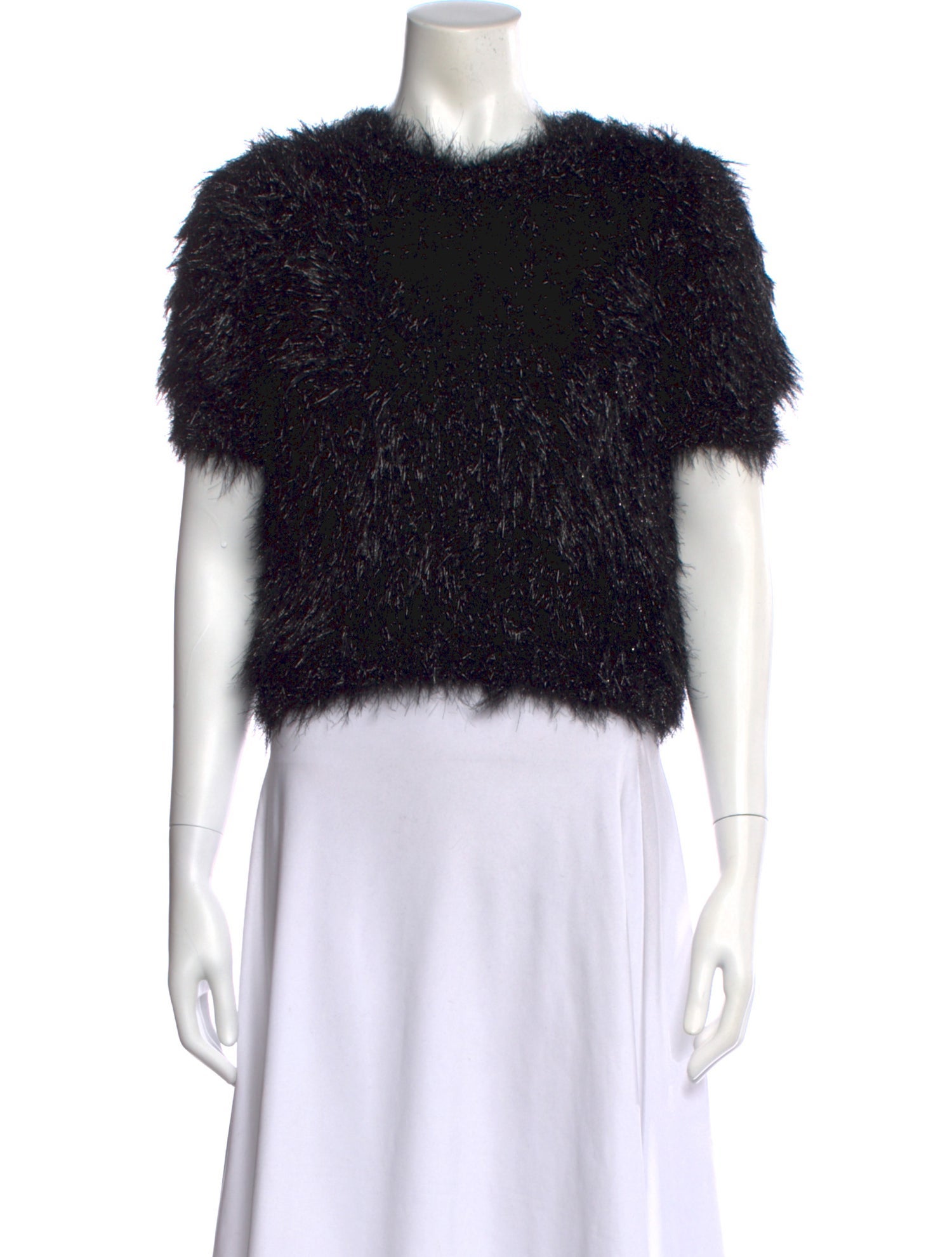 SportMax Faux Fur Crew Neck Top