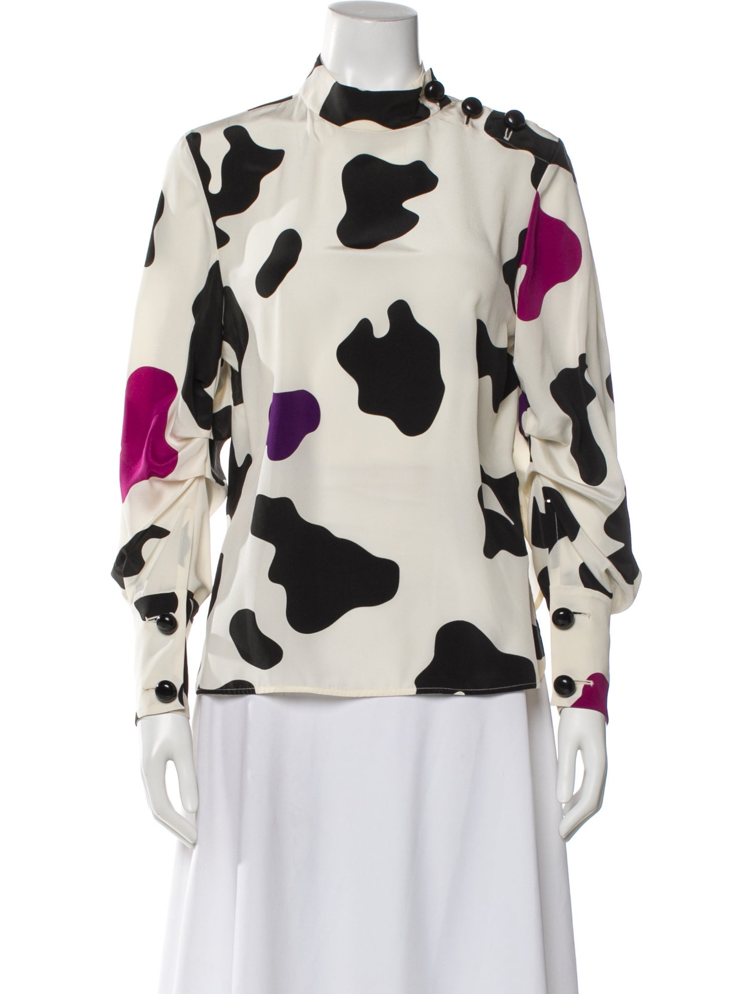 SportMax Animal Print Mock Neck Blouse