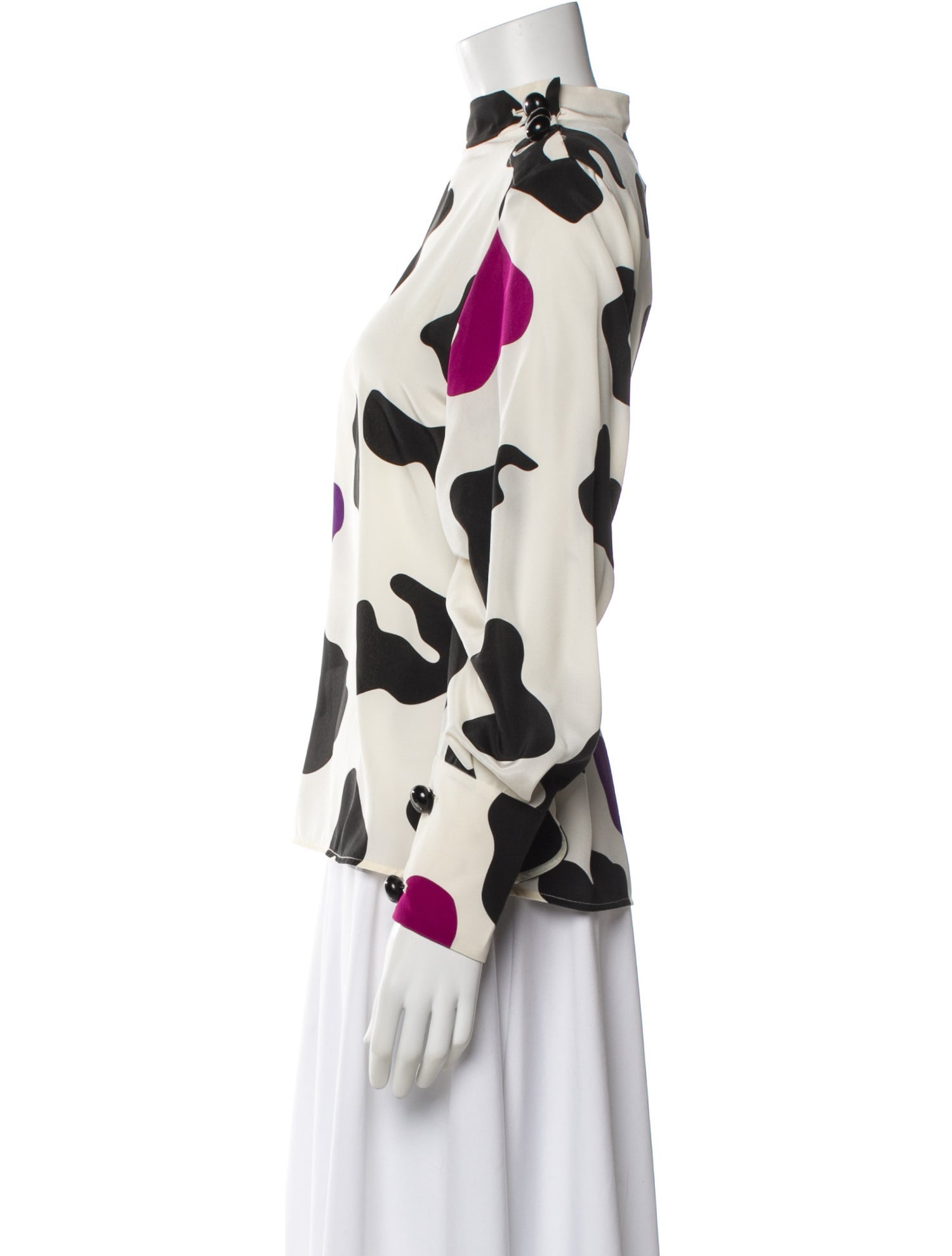 SportMax Animal Print Mock Neck Blouse