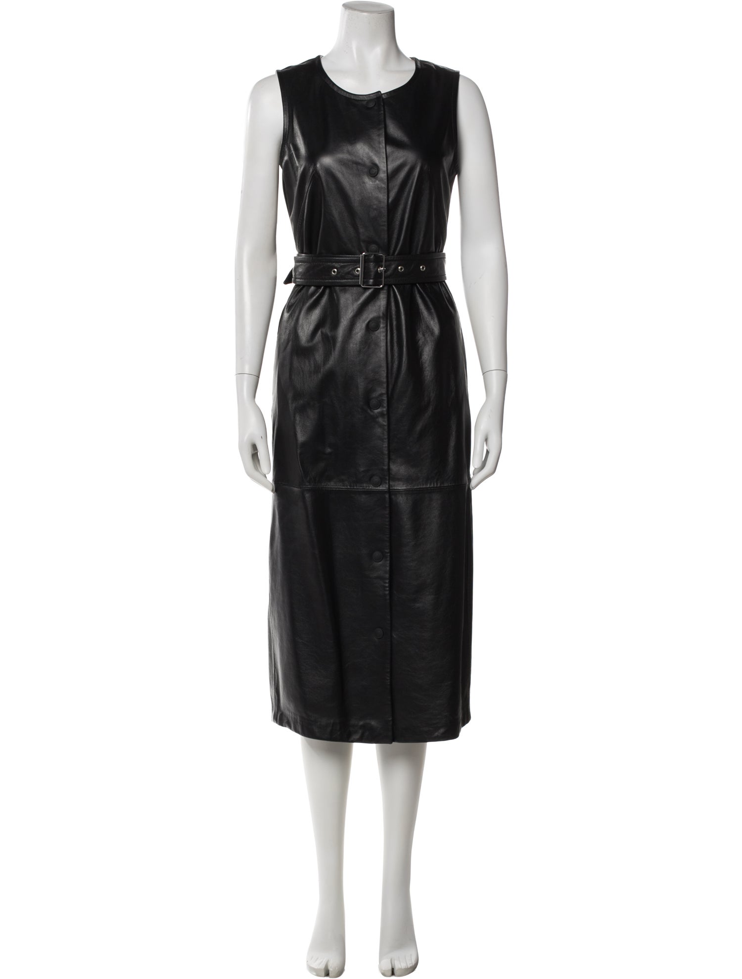 SportMax Lamb Leather Midi Length Dress