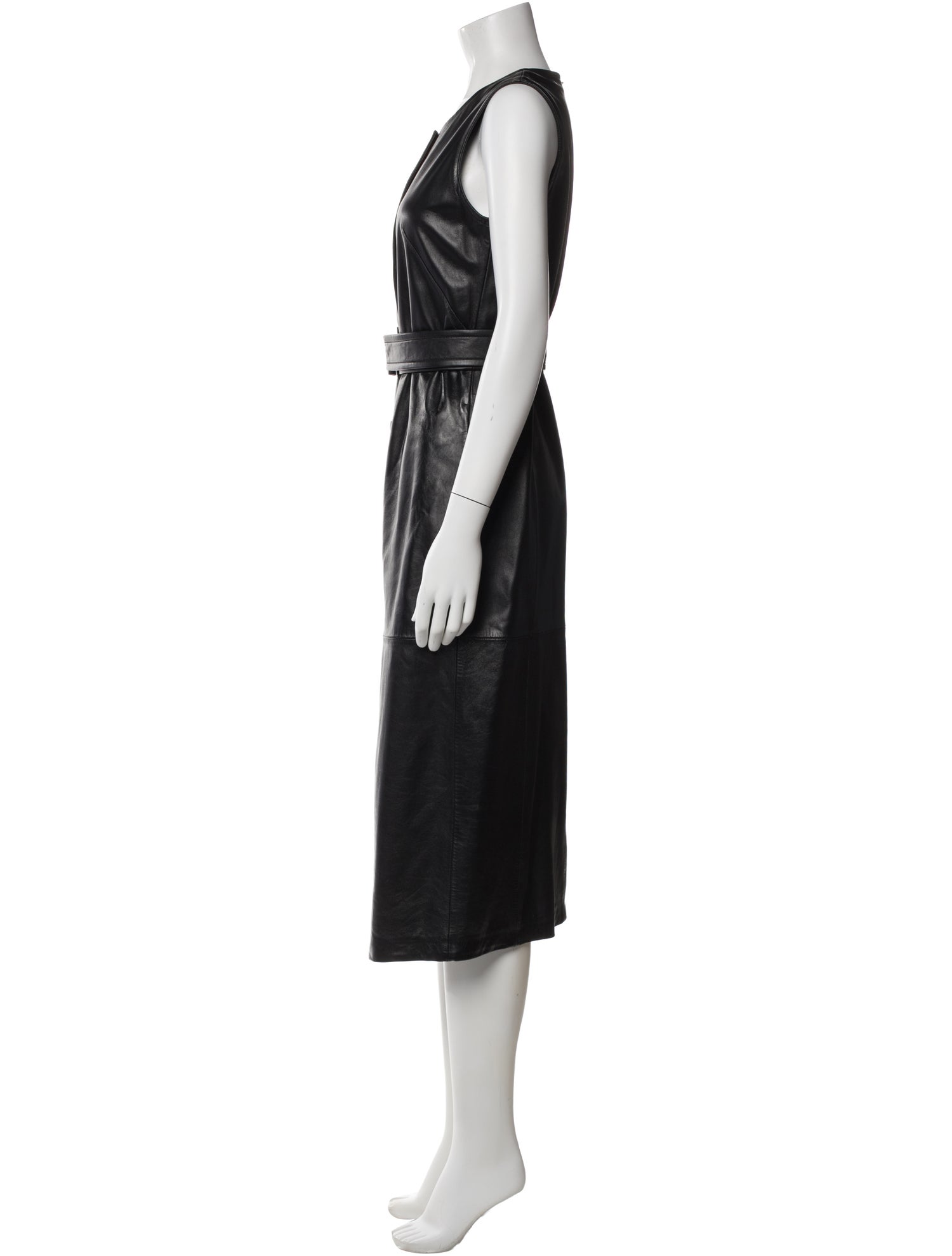 SportMax Lamb Leather Midi Length Dress