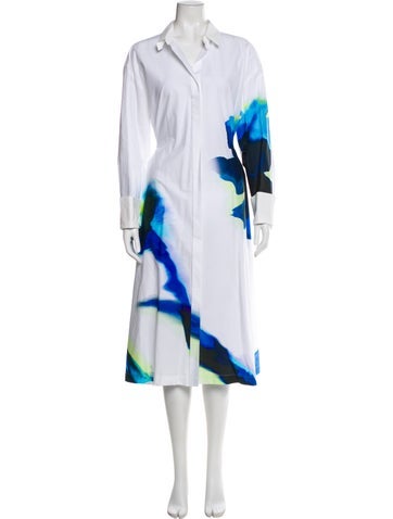 Pre-owned Sportmax Tie-dye Print Midi Length Dress W/ Tags In White